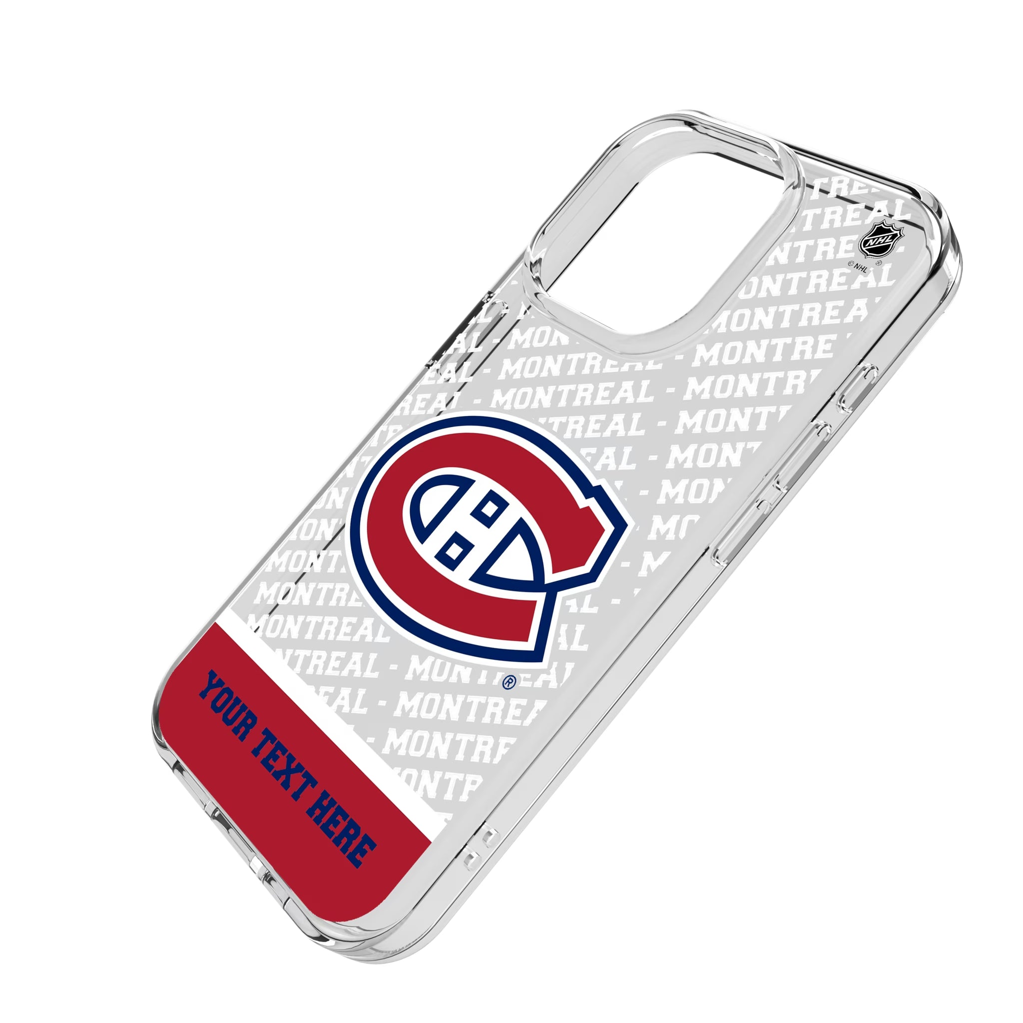 Montreal Canadiens Personalized EndZone Plus iPhone Clear Phone Case for Apple iPhone - Isometric View
