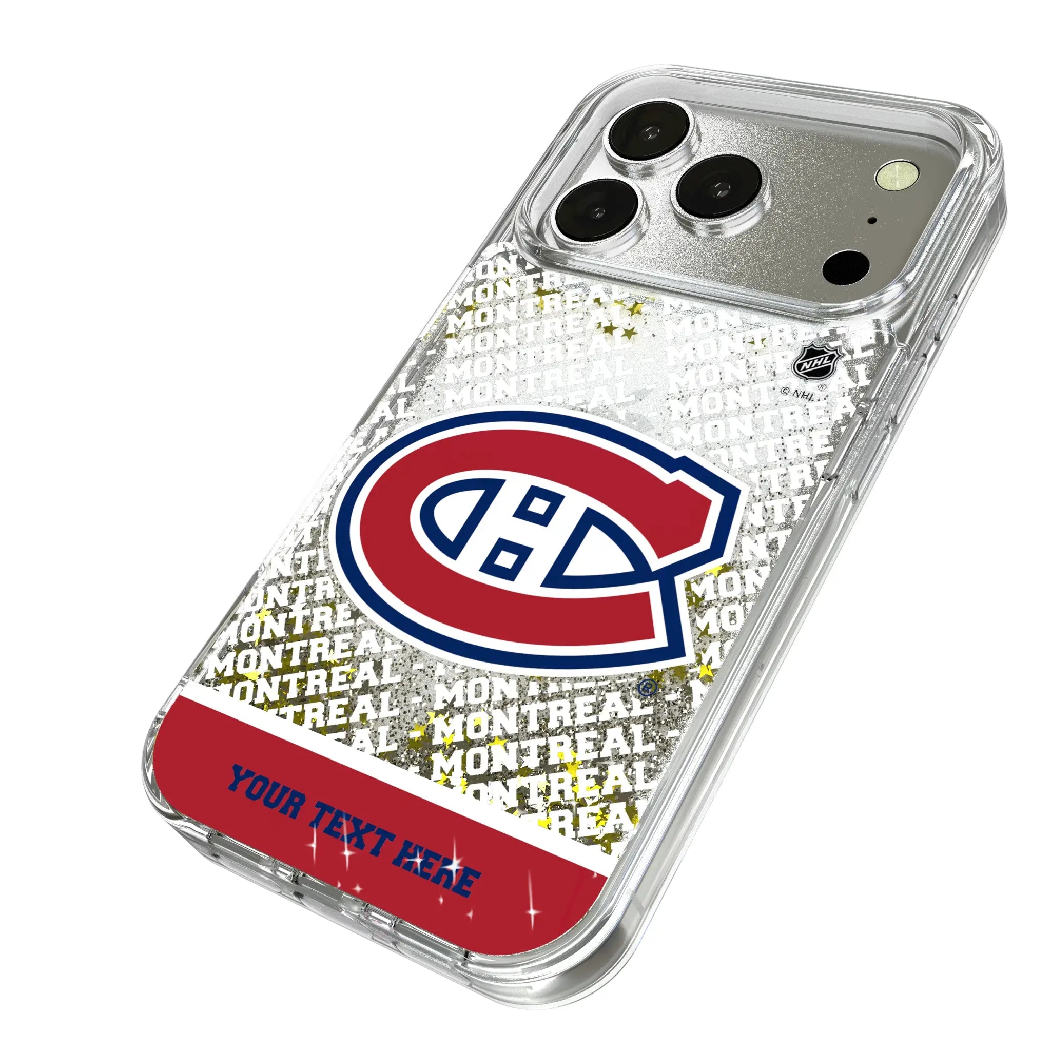 Montreal Canadiens Personalized EndZone Plus iPhone Glitter Phone Case for Apple iPhone - Isometric View