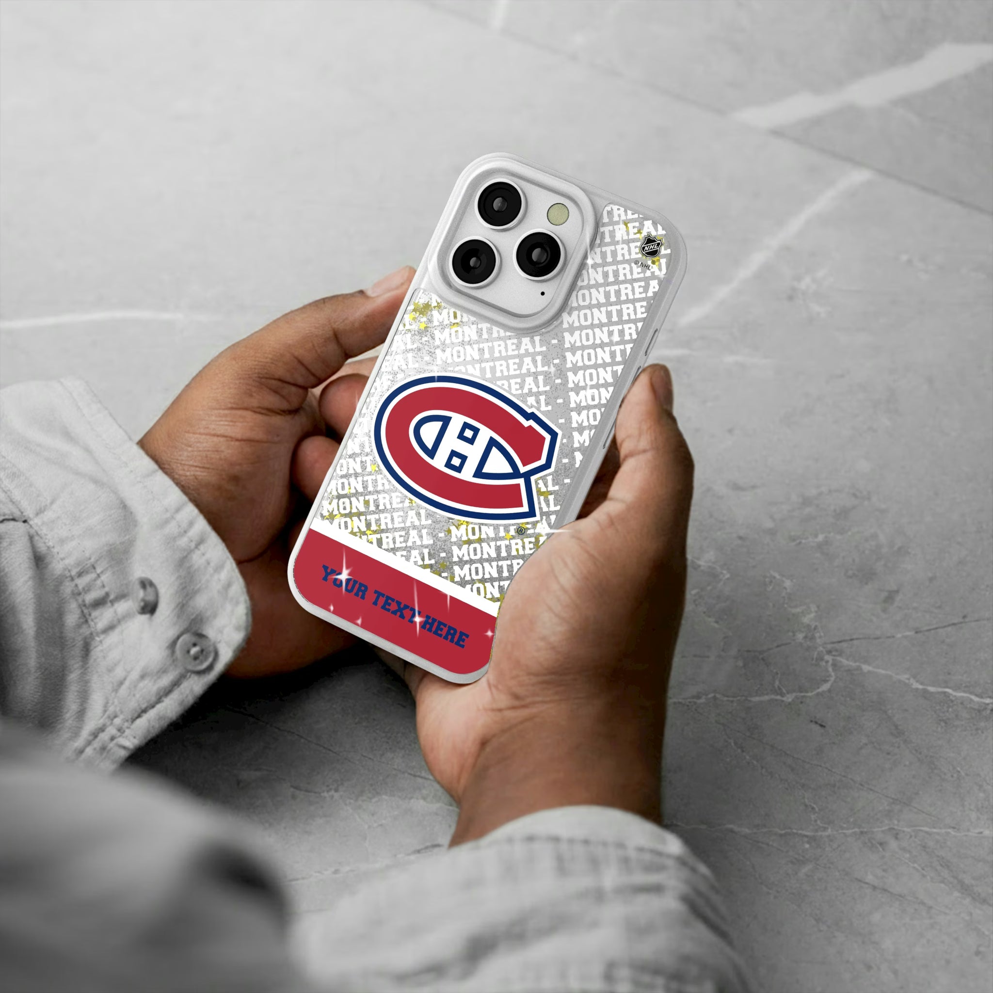 Montreal Canadiens Personalized EndZone Plus iPhone Glitter Phone Case for Apple iPhone - Lifestyle#Device_iPhone 16 Pro