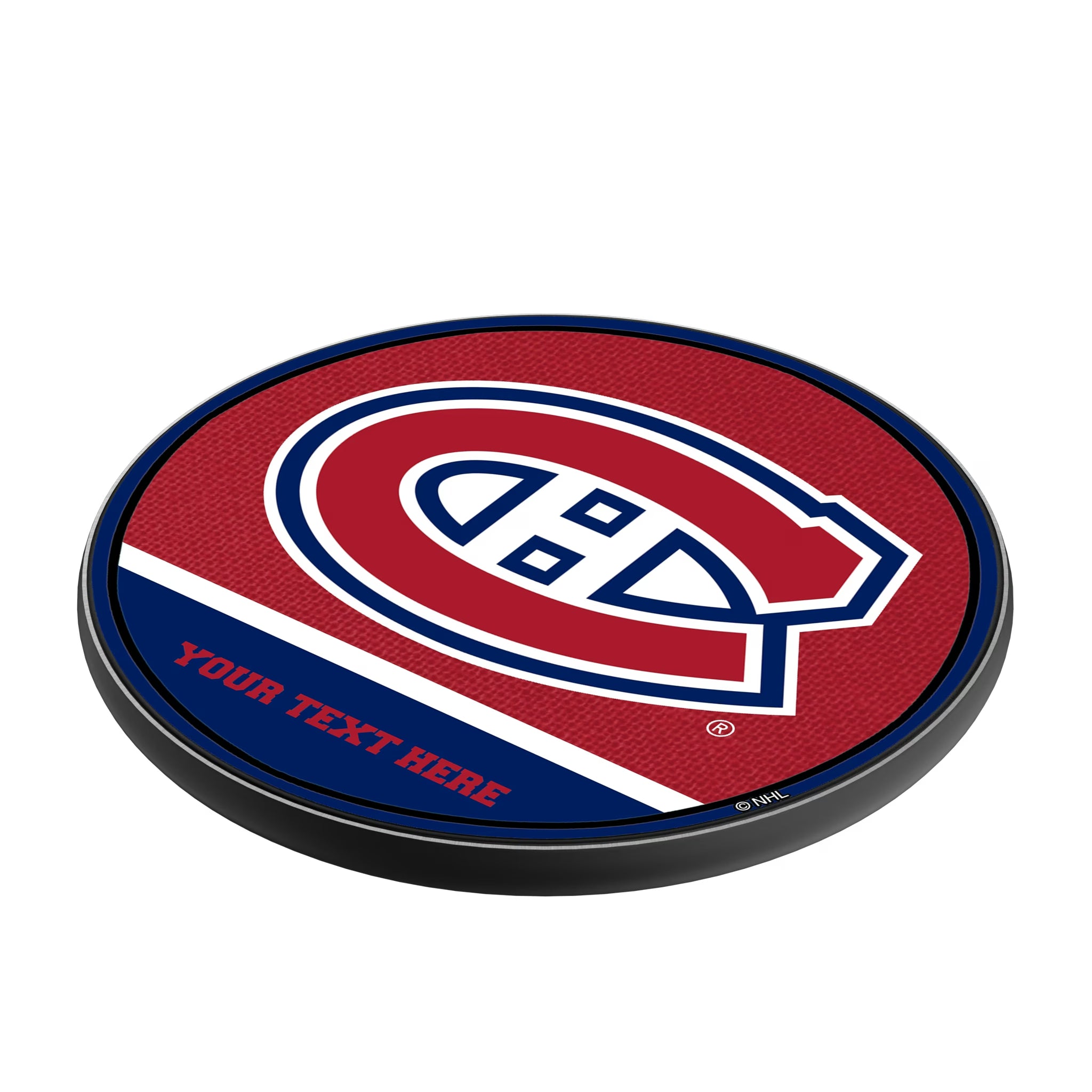 Montreal Canadiens Personalized Endzone Solid 15-Watt Wireless Charger - Isometric View