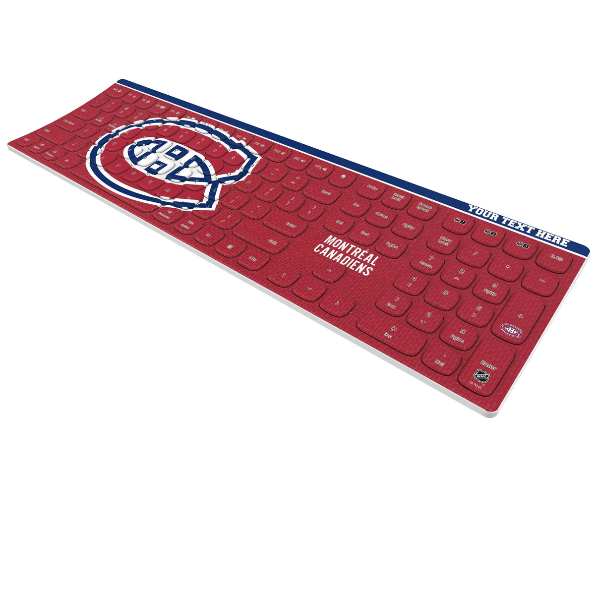 Montreal Canadiens Personalized Endzone Solid KKB605 Curved Wireless Keyboard - Isometric View