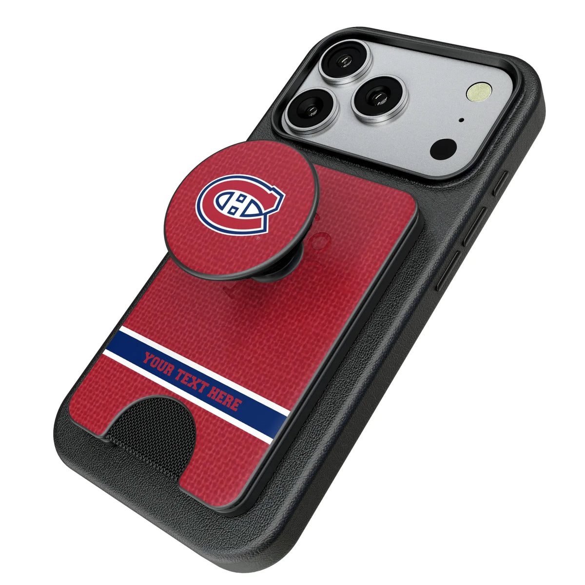 Montreal Canadiens Personalized Endzone Solid Popsockets Wallet Magnetic - Isometric View