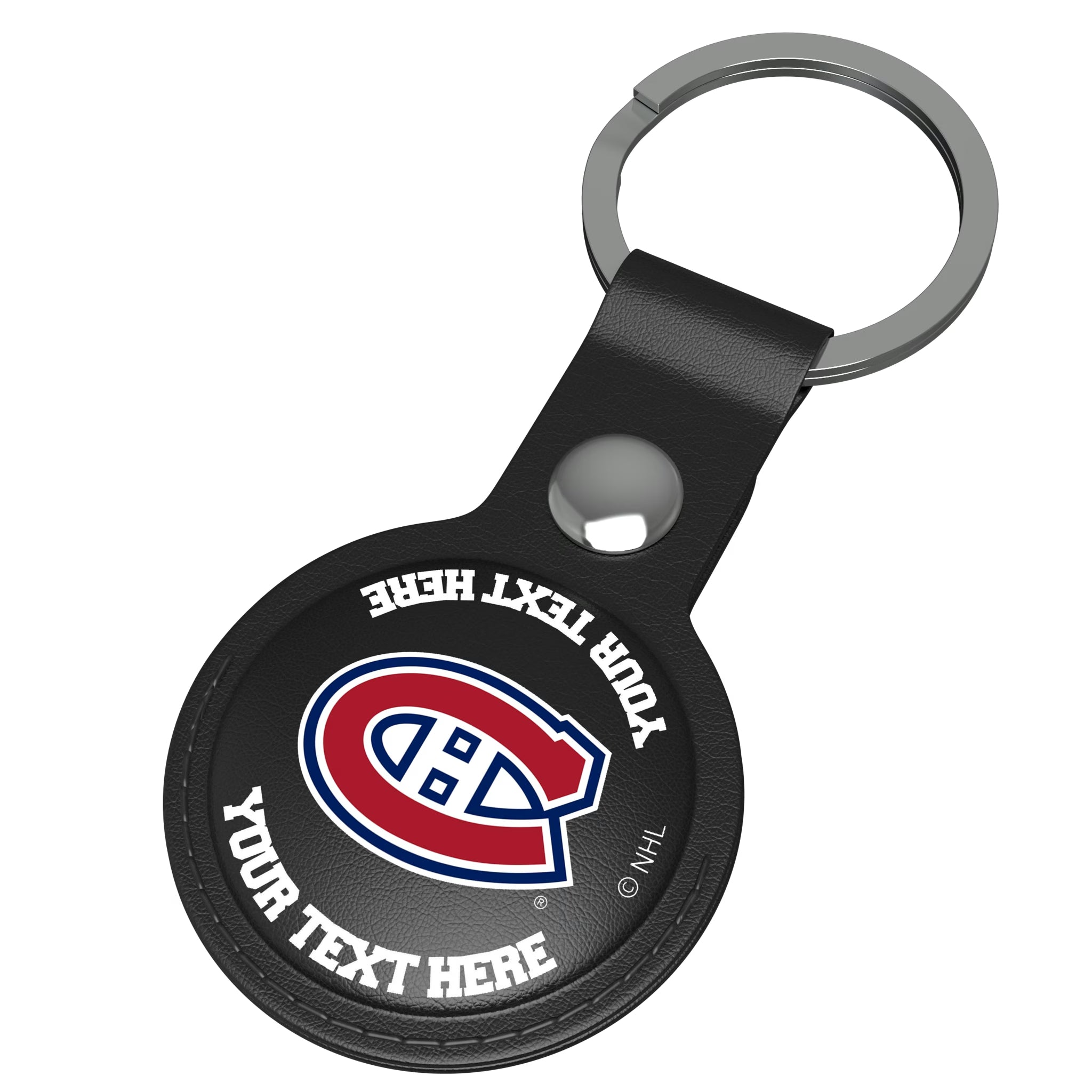 Montreal Canadiens Personalized Insignia AirTag Black Airtag Holder - Isometric View