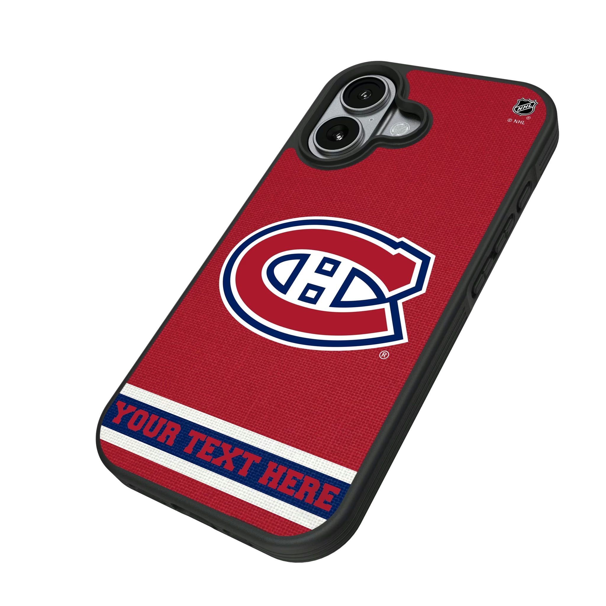 Montreal Canadiens Personalized Stripe iPhone Bump Phone Case for Apple iPhone - Isometric View#Device_iPhone 17