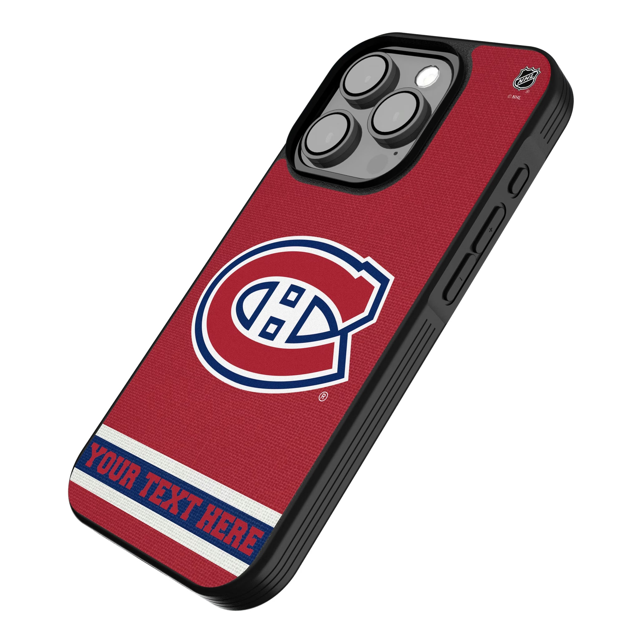 Montreal Canadiens Personalized Stripe iPhone Bump Phone Case for Apple iPhone - Isometric View