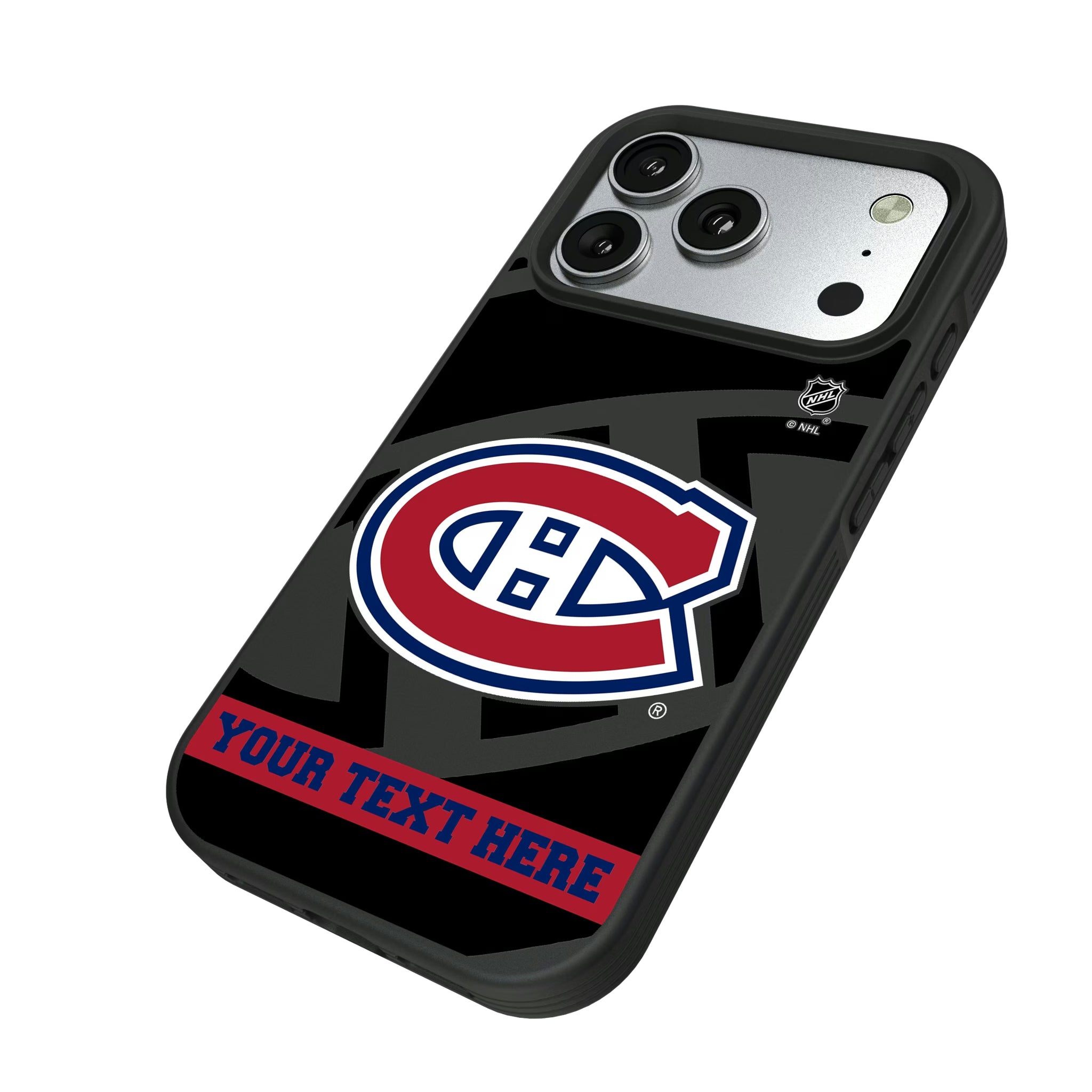 Montreal Canadiens Personalized Tilt iPhone Bump Phone Case for Apple iPhone - Isometric View#Device_iPhone 17 Pro