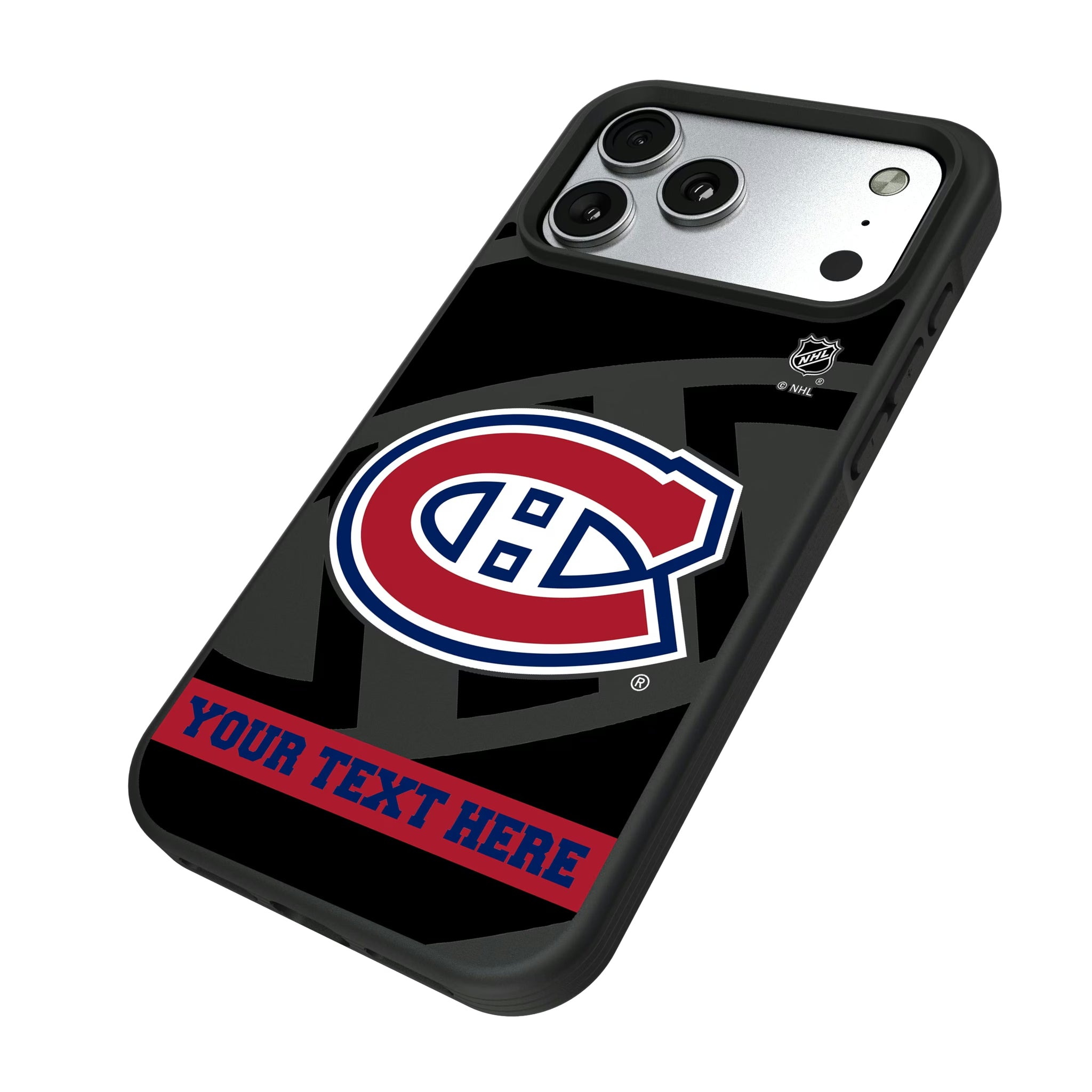 Montreal Canadiens Personalized Tilt iPhone Bump Phone Case for Apple iPhone - Isometric View#Device_iPhone 17 Pro Max