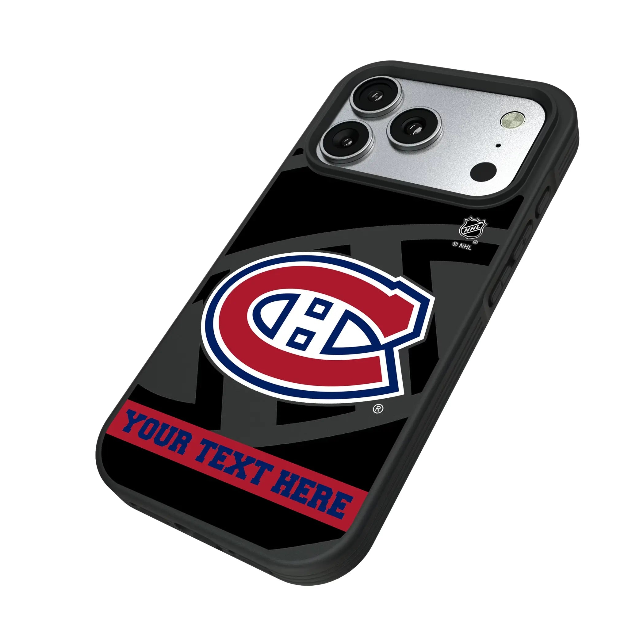 Montreal Canadiens Personalized Tilt iPhone Bump Phone Case for Apple iPhone - Isometric View#Device_iPhone 17 Pro