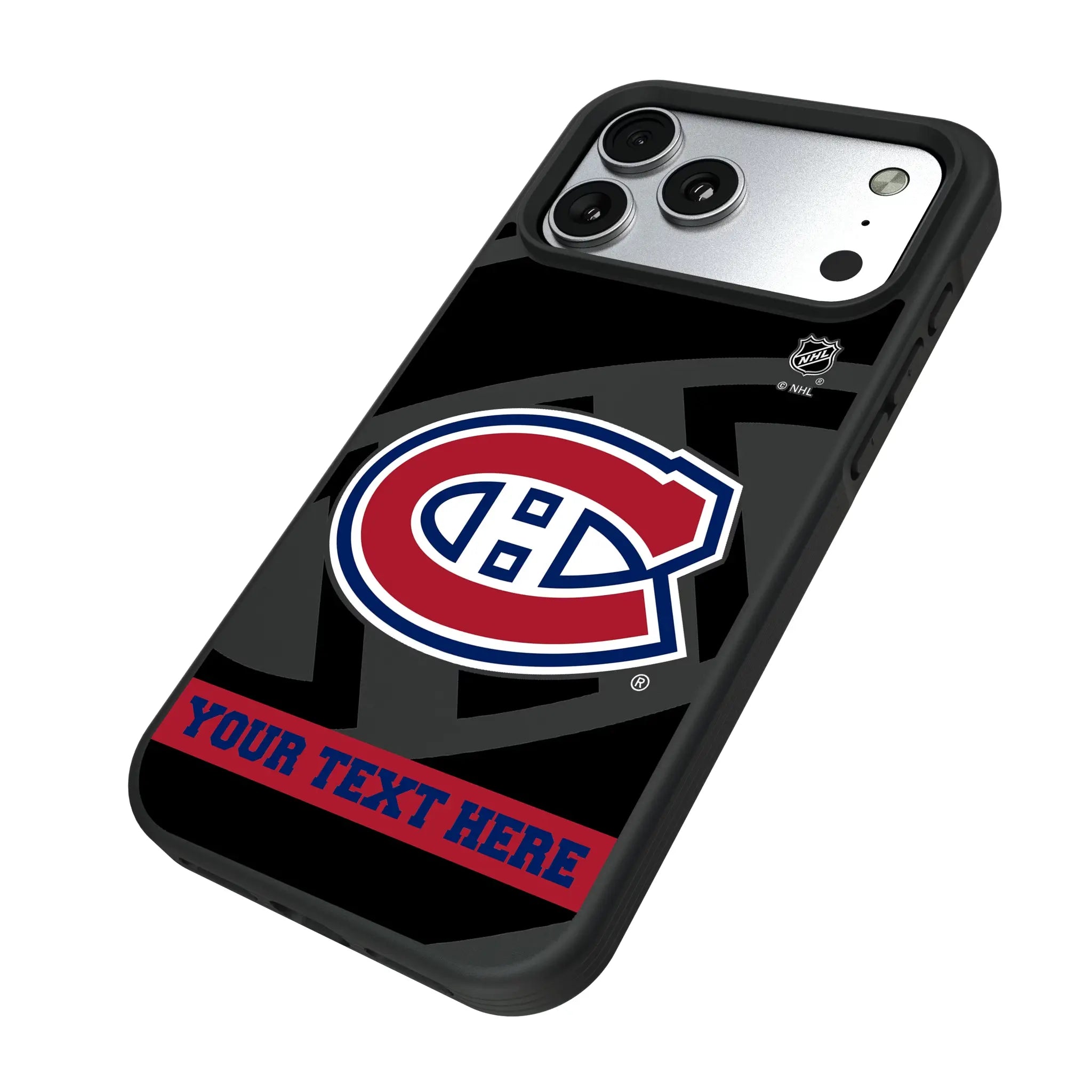 Montreal Canadiens Personalized Tilt iPhone Bump Phone Case for Apple iPhone - Isometric View#Device_iPhone 17 Pro Max