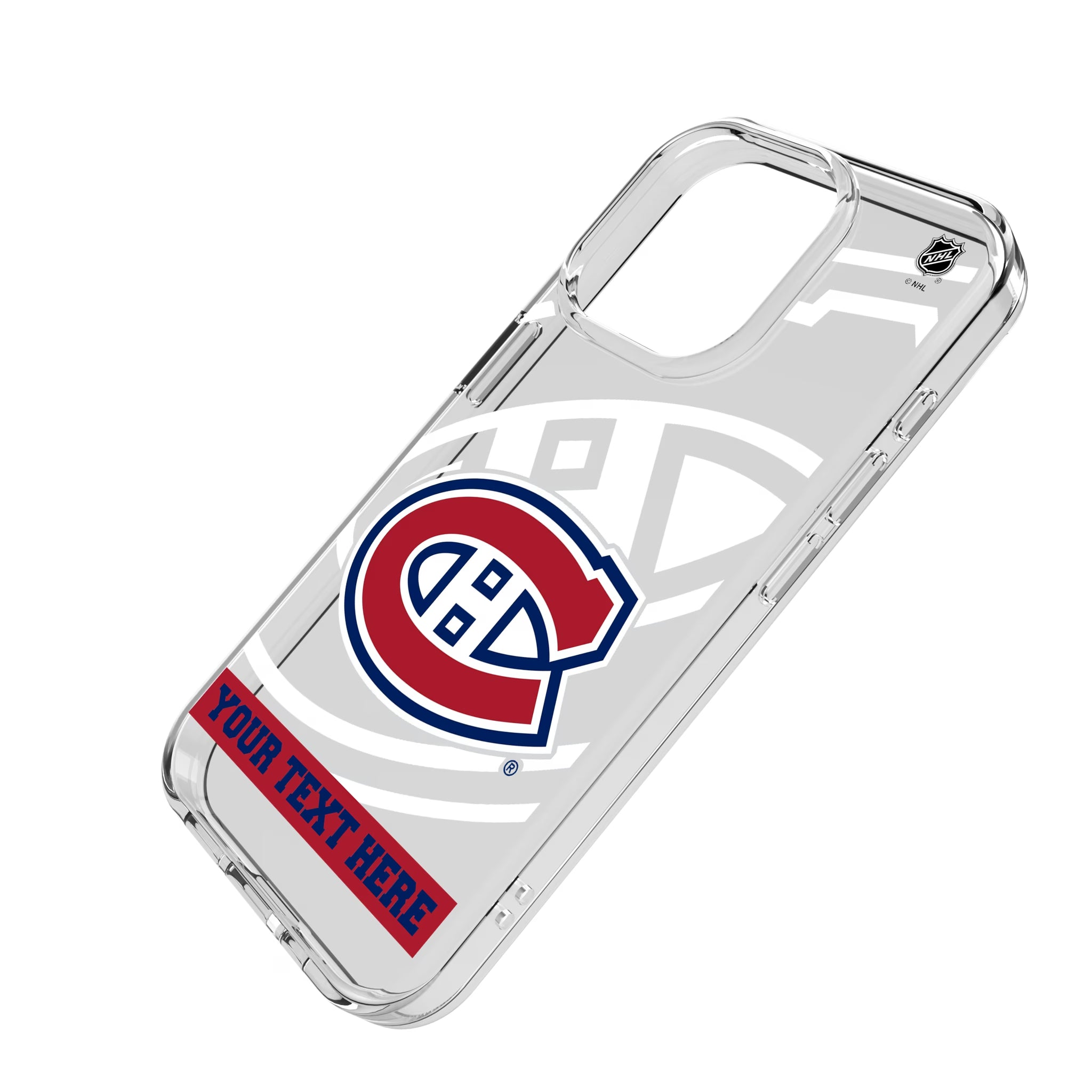 Montreal Canadiens Personalized Tilt iPhone Clear Phone Case for Apple iPhone - Isometric View