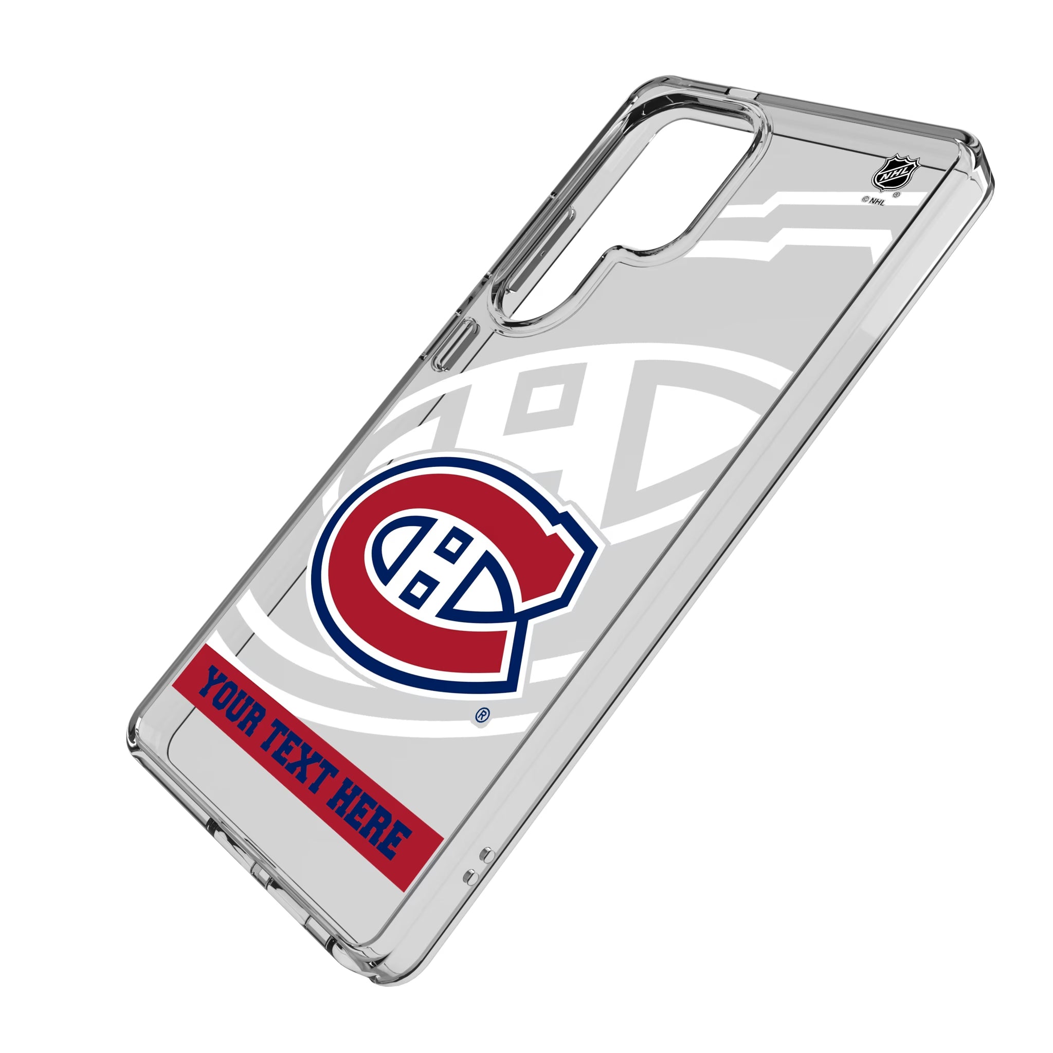 Montreal Canadiens Personalized Tilt Galaxy Clear Phone Case for Samsung Galaxy - Isometric View