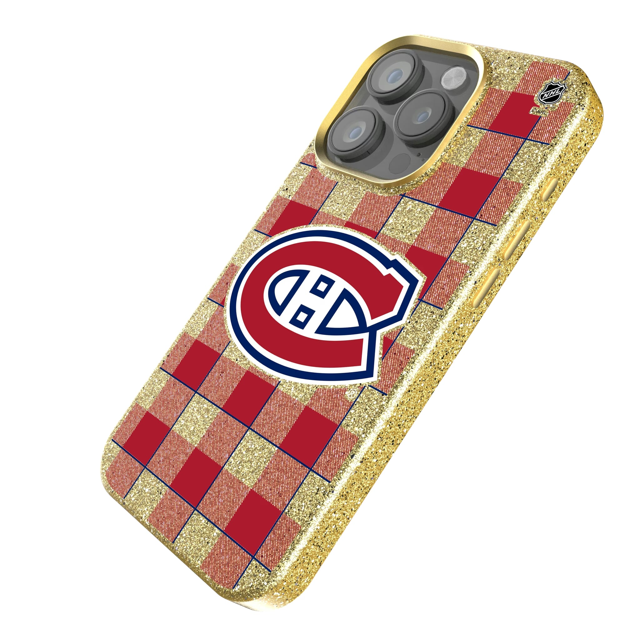 Montreal Canadiens Plaid iPhone Bling Phone Case for Apple iPhone - Isometric View