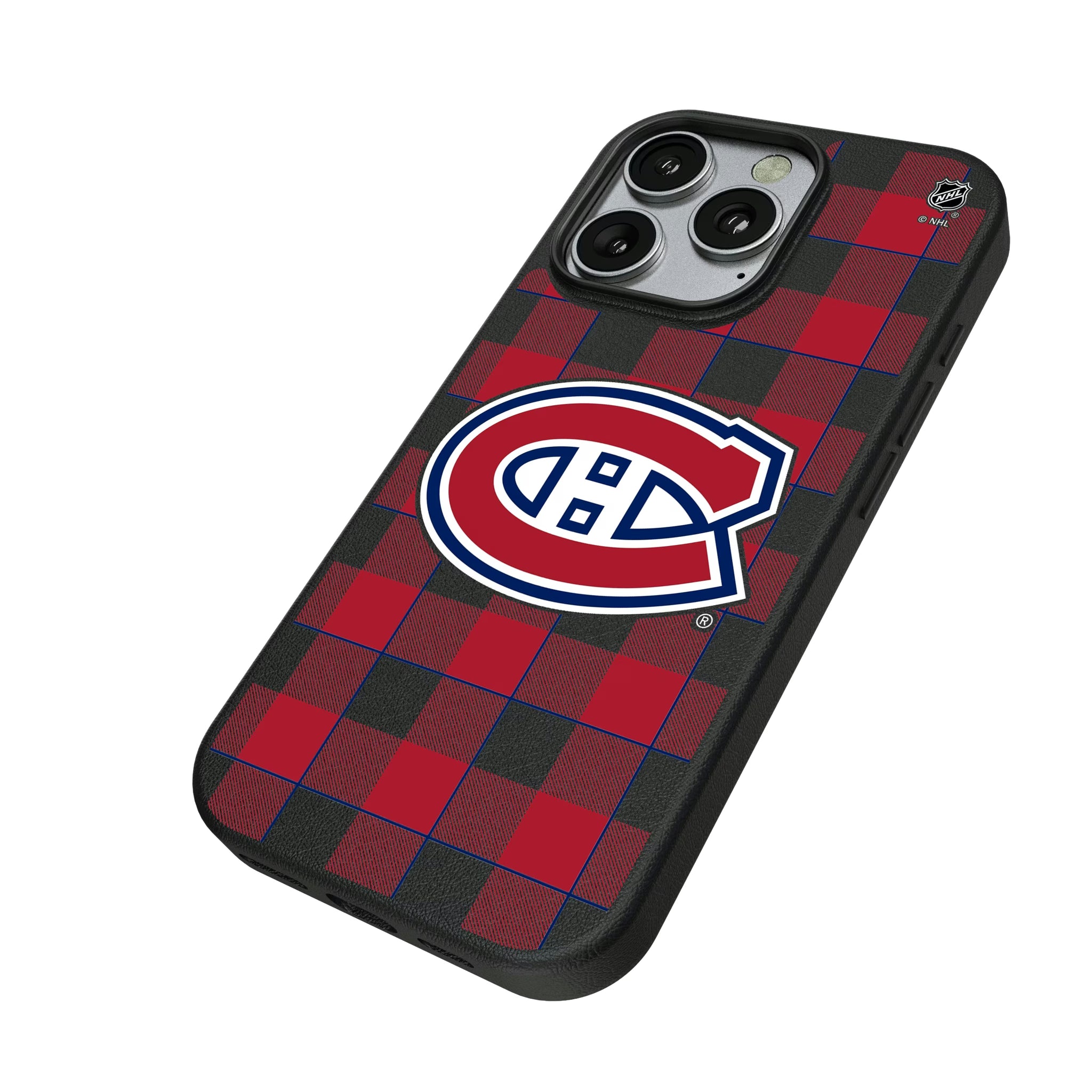 Montreal Canadiens Plaid iPhone MagSafe Compatible Phone Case for Apple iPhone - Isometric View