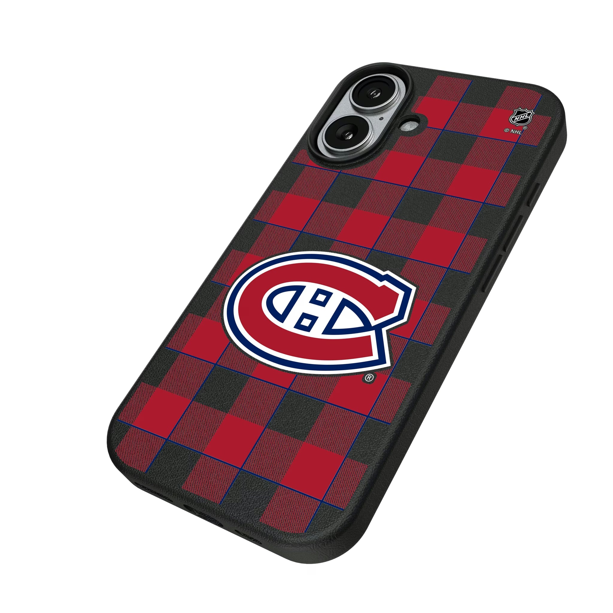 Montreal Canadiens Plaid iPhone MagSafe Compatible Phone Case for Apple iPhone - Isometric View#Device_iPhone 17