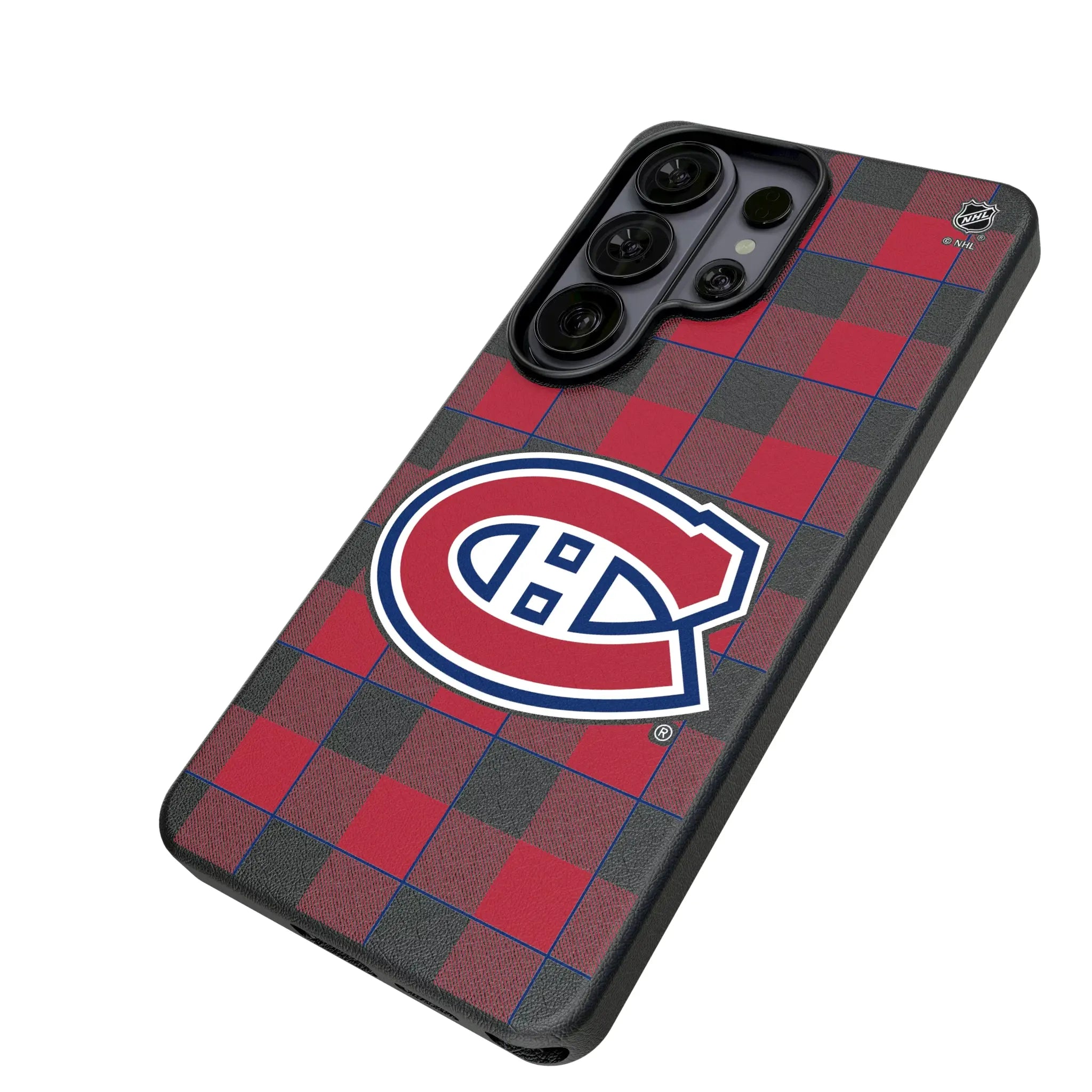 Montreal Canadiens Plaid Galaxy MagSafe Compatible Phone Case for Samsung Galaxy - Isometric View#Device_Galaxy S26 Ultra