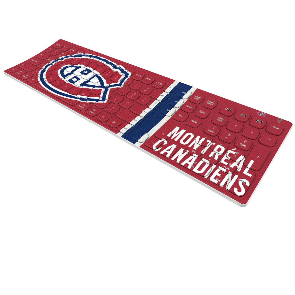 Montreal Canadiens Stripe KKB605 Curved Wireless Keyboard - Isometric View