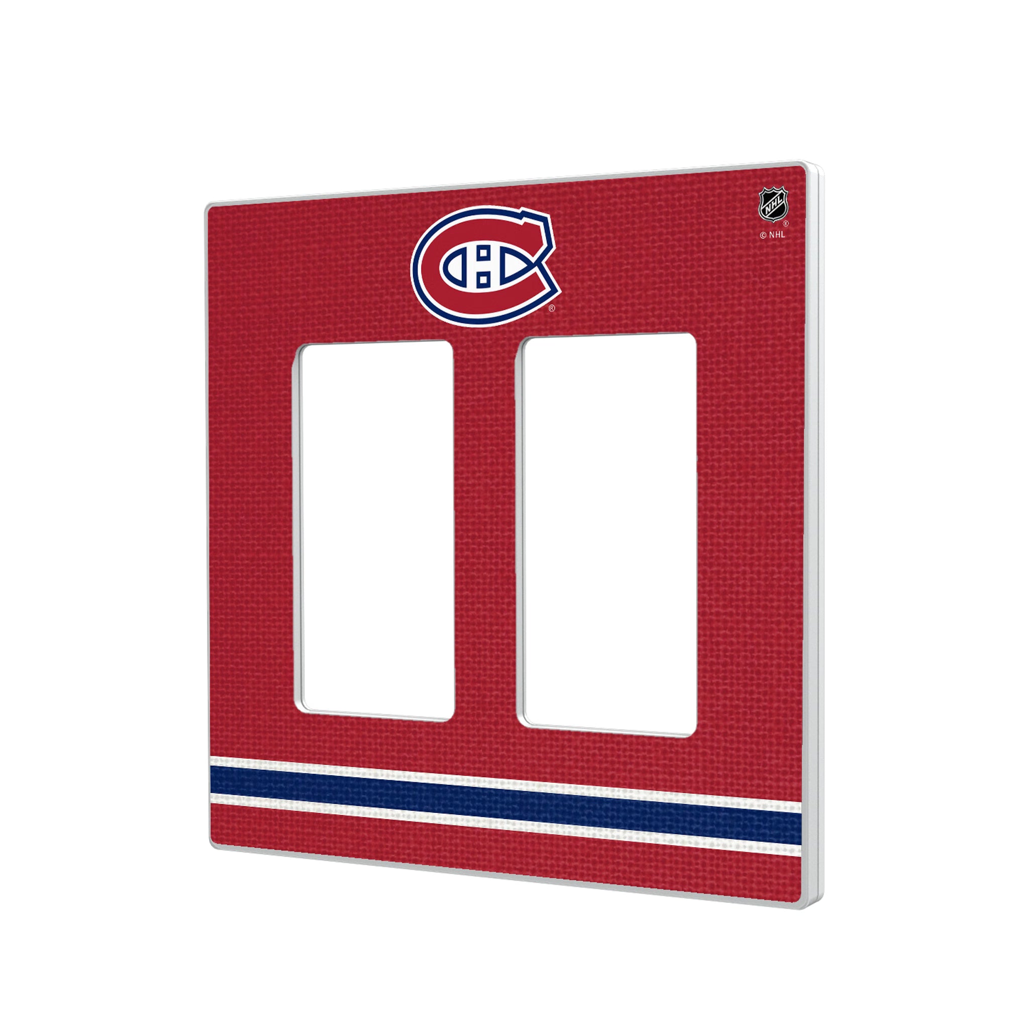 Montreal Canadiens Stripe Hidden-Screw Light Switch Plate#Style_Double Rocker