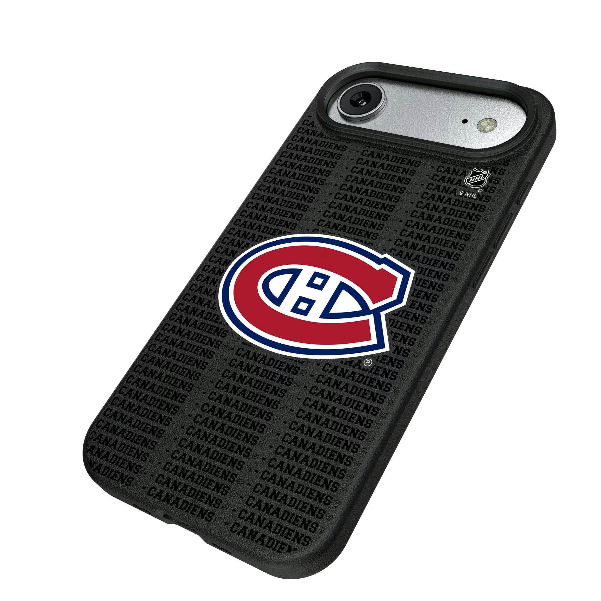 Montreal Canadiens Text Backdrop iPhone MagSafe Compatible Phone Case for Apple iPhone - Isometric View#Device_iPhone Air