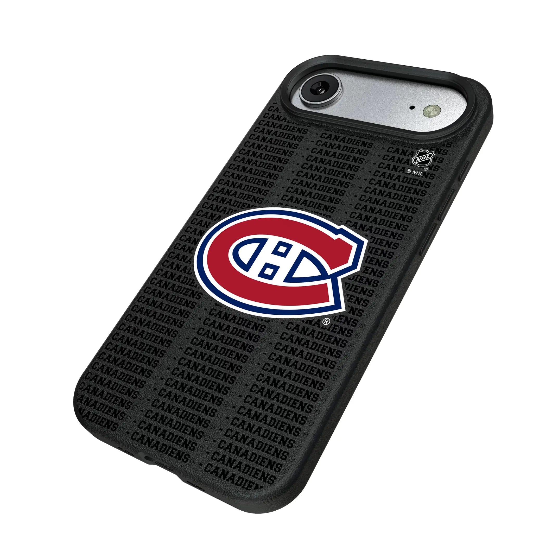 Montreal Canadiens Text Backdrop iPhone MagSafe Compatible Phone Case for Apple iPhone - Isometric View#Device_iPhone Air