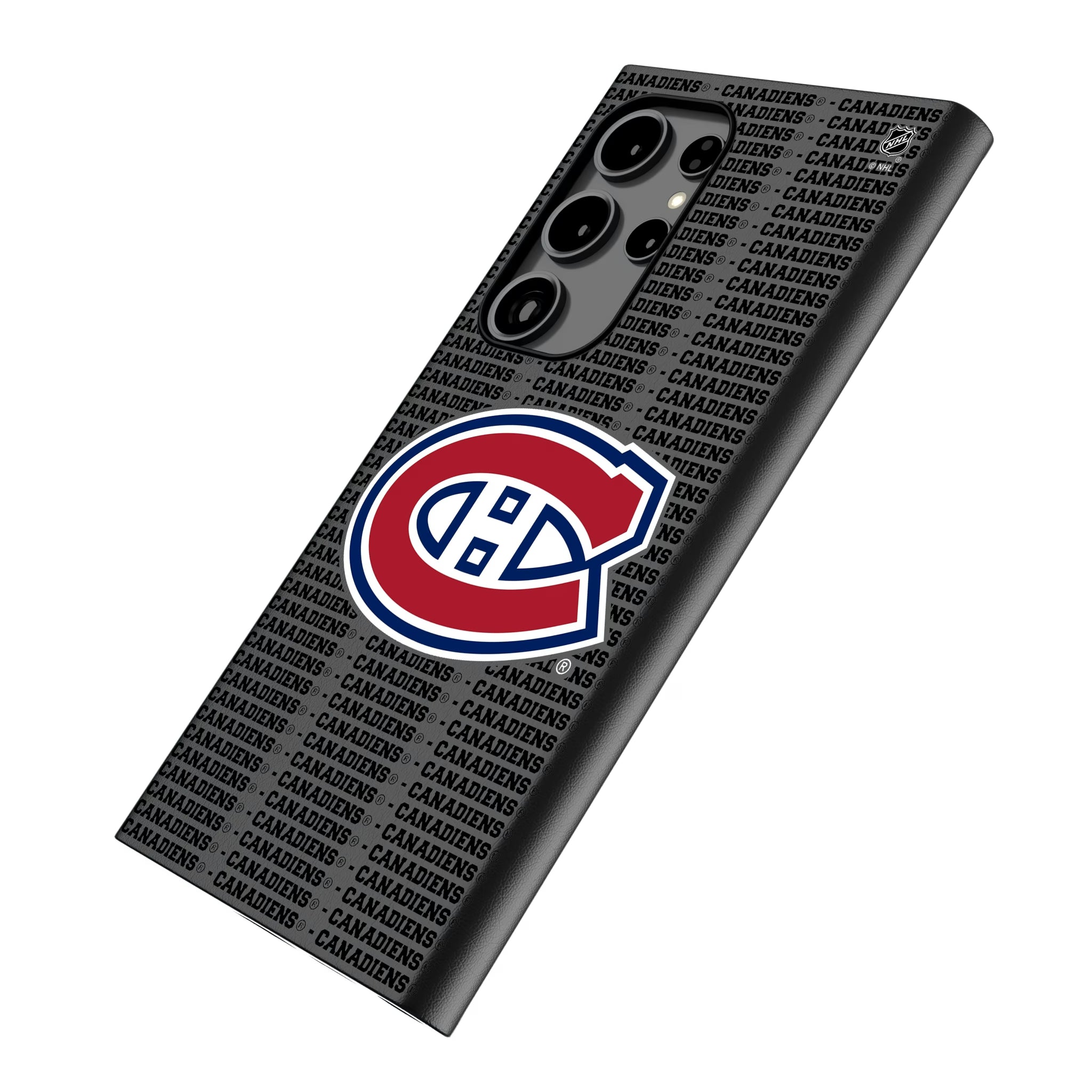Montreal Canadiens Text Backdrop Galaxy MagSafe Compatible Phone Case for Samsung Galaxy - Isometric View