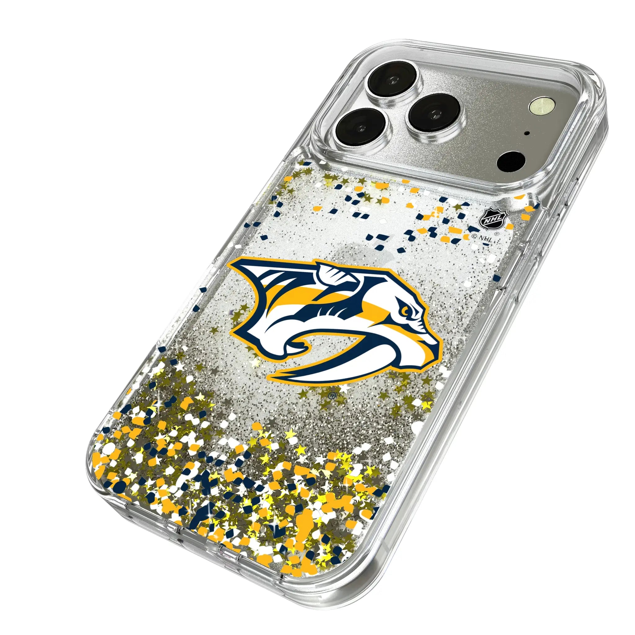 Nashville Predators Confetti iPhone Glitter Phone Case for Apple iPhone - Isometric View