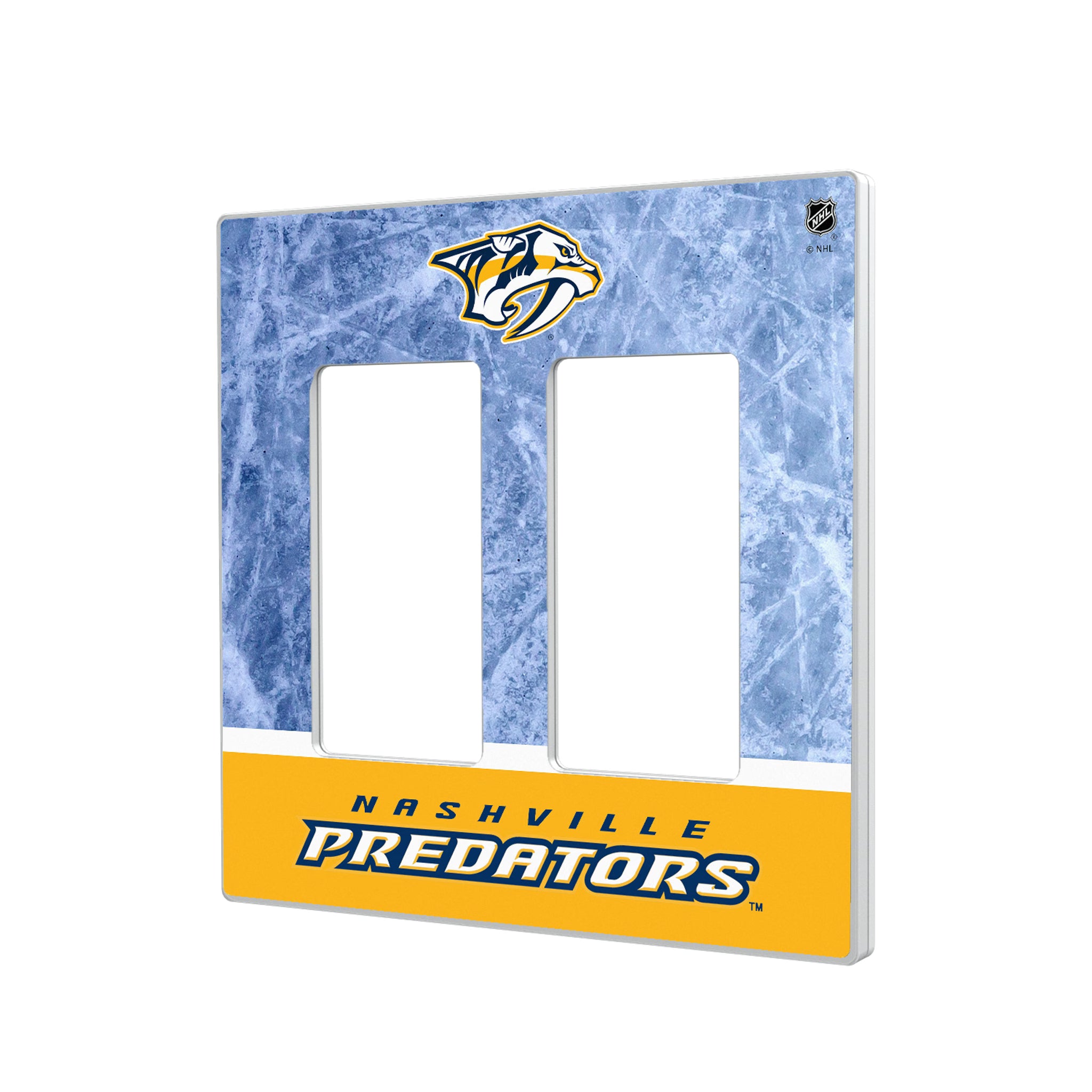 Nashville Predators Ice Wordmark Hidden-Screw Light Switch Plate#Style_Double Rocker