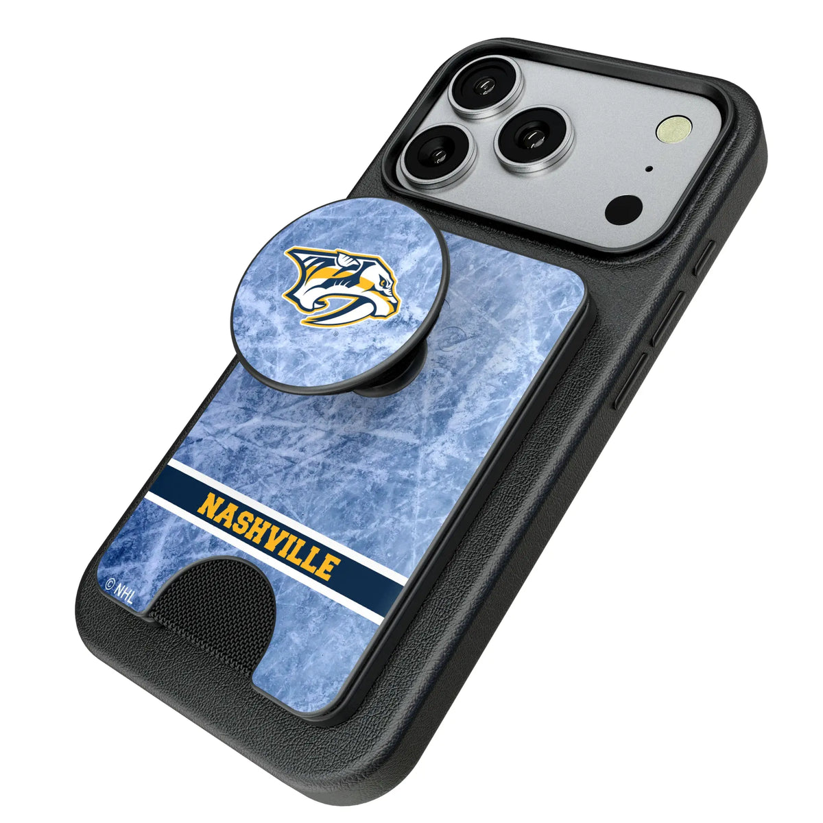 Nashville Predators Ice Wordmark Popsockets Wallet Magnetic - Isometric View