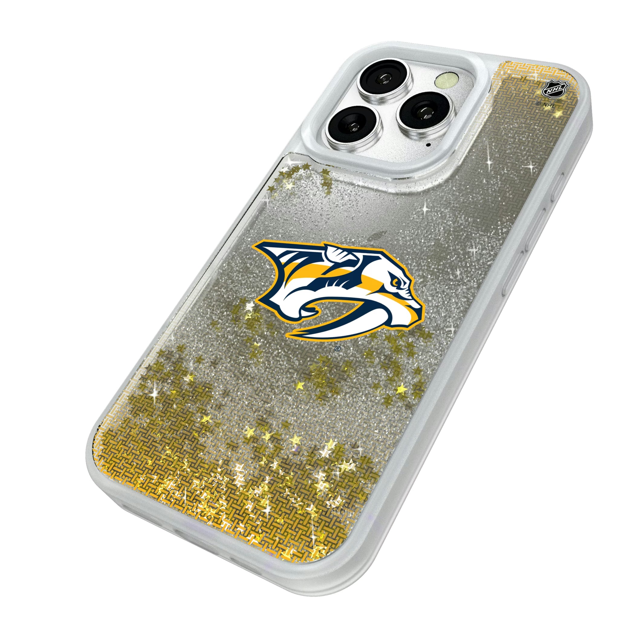 Nashville Predators Linen iPhone Glitter Phone Case for Apple iPhone - Isometric View#Device_iPhone 16 Pro
