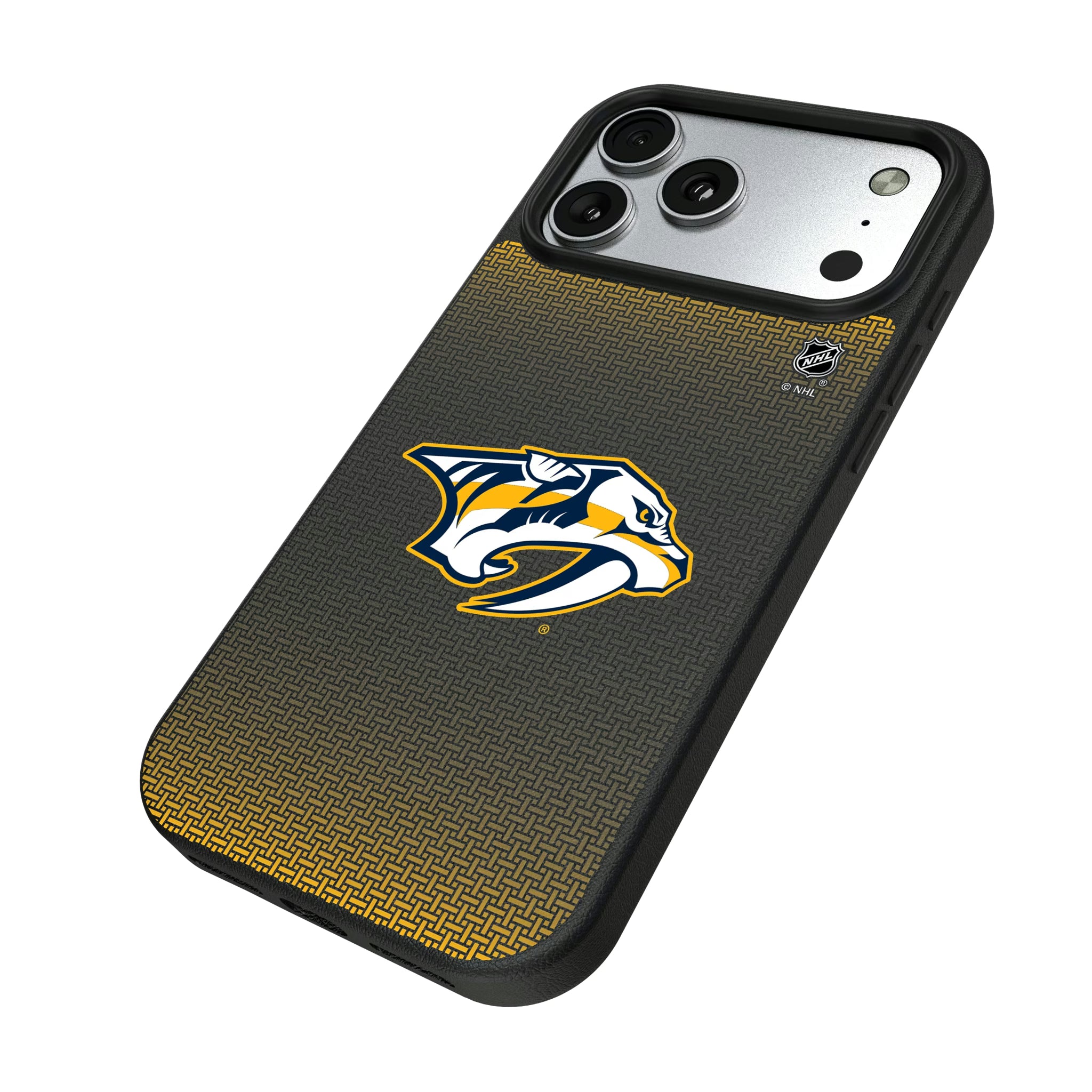 Nashville Predators Linen iPhone MagSafe Compatible Phone Case for Apple iPhone - Isometric View#Device_iPhone 17 Pro Max