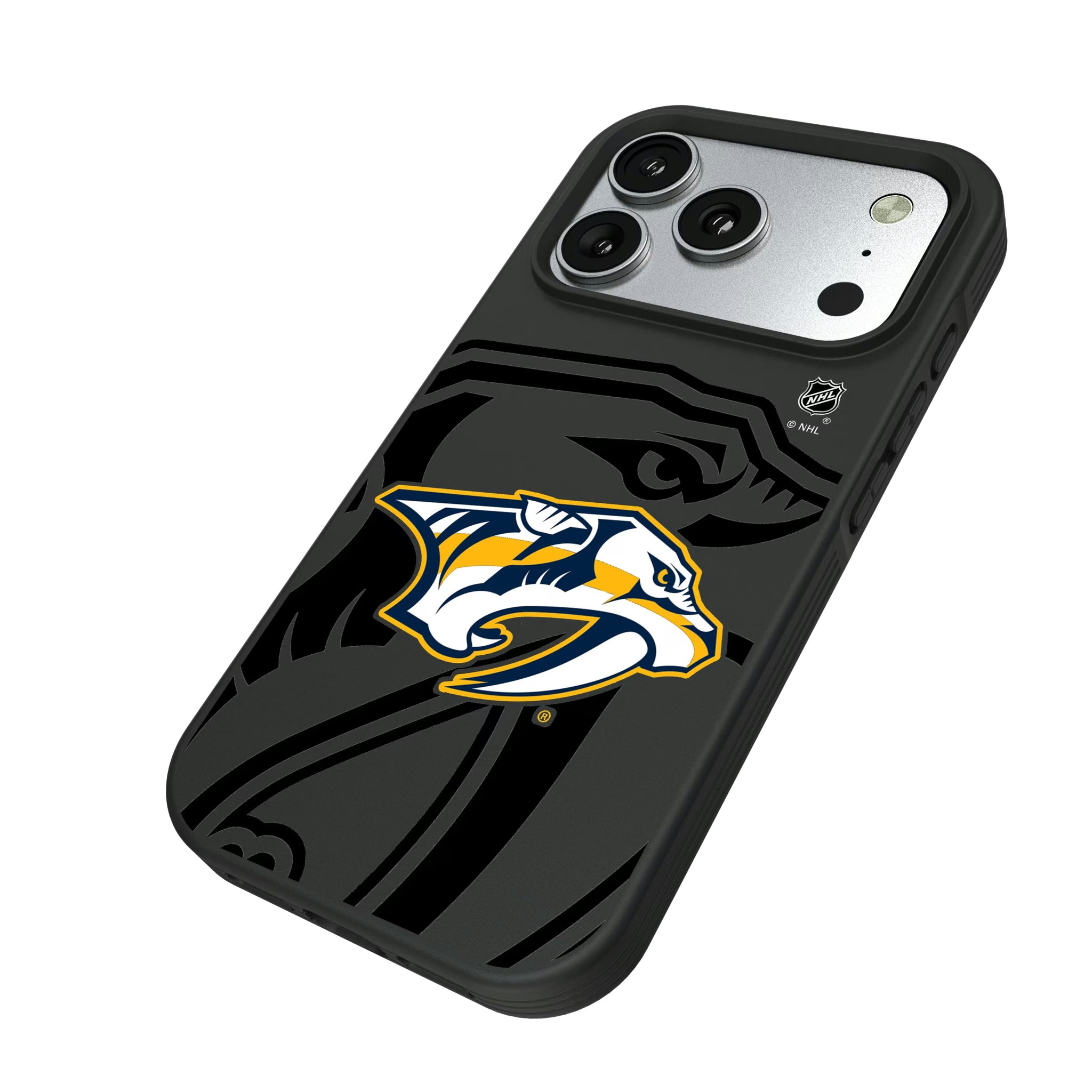 Nashville Predators Monocolor Tilt iPhone Bump Phone Case for Apple iPhone - Isometric View#Device_iPhone 17 Pro