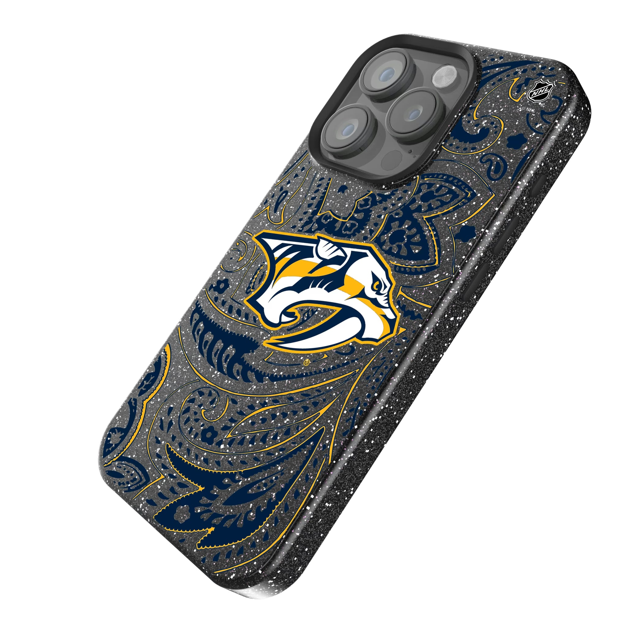 Nashville Predators Paisley iPhone Bling Phone Case for Apple iPhone - Isometric View