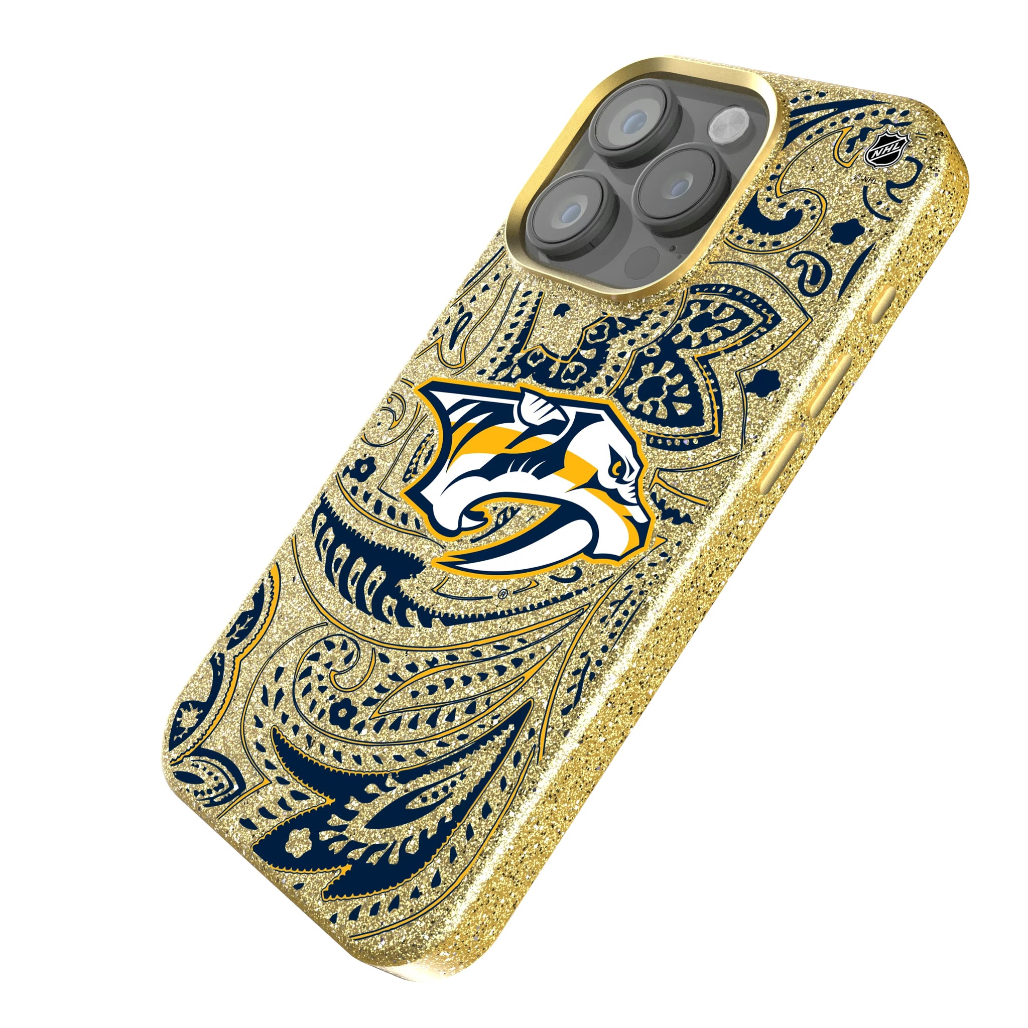 Nashville Predators Paisley iPhone Bling Phone Case for Apple iPhone - Isometric View