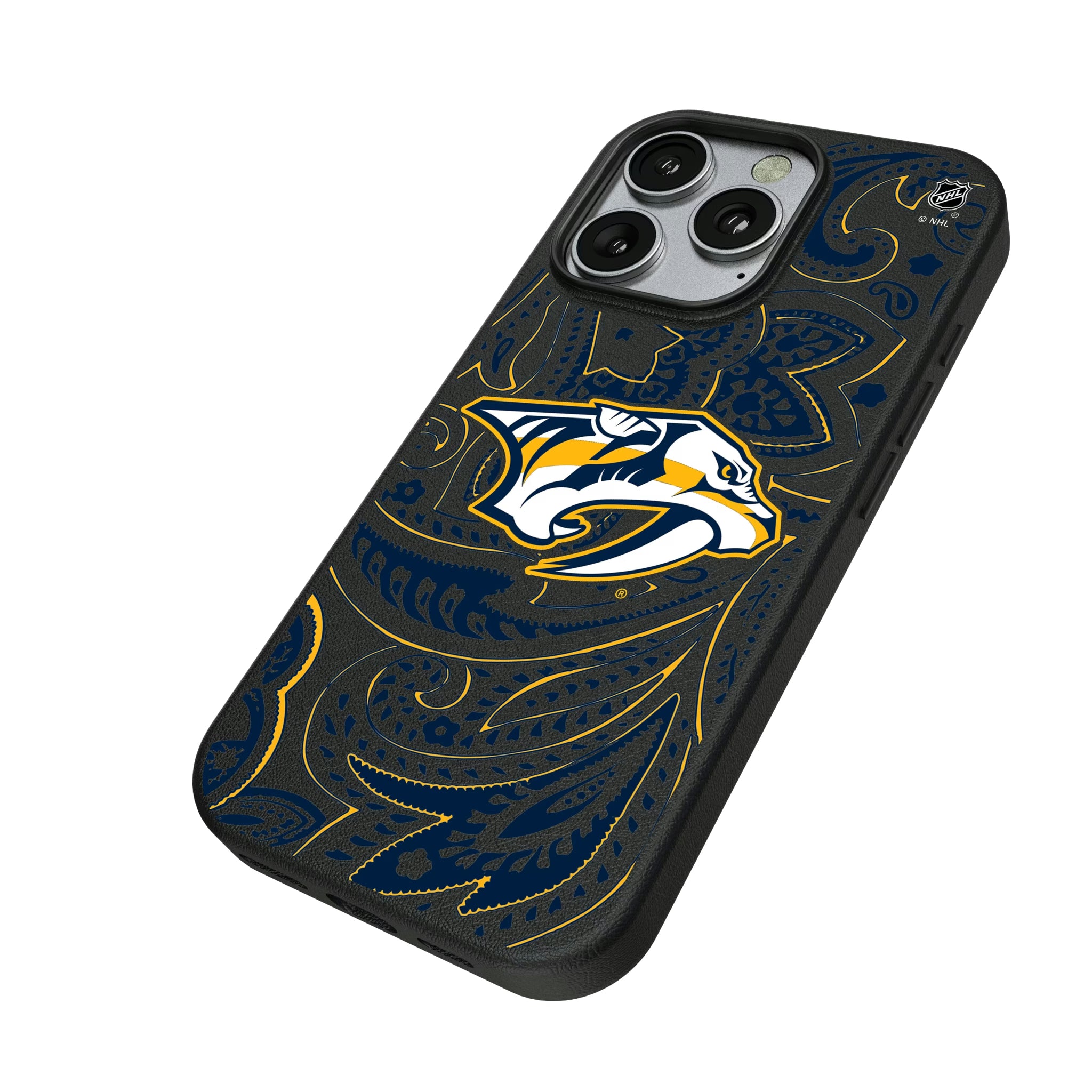 Nashville Predators Paisley iPhone MagSafe Compatible Phone Case for Apple iPhone - Isometric View