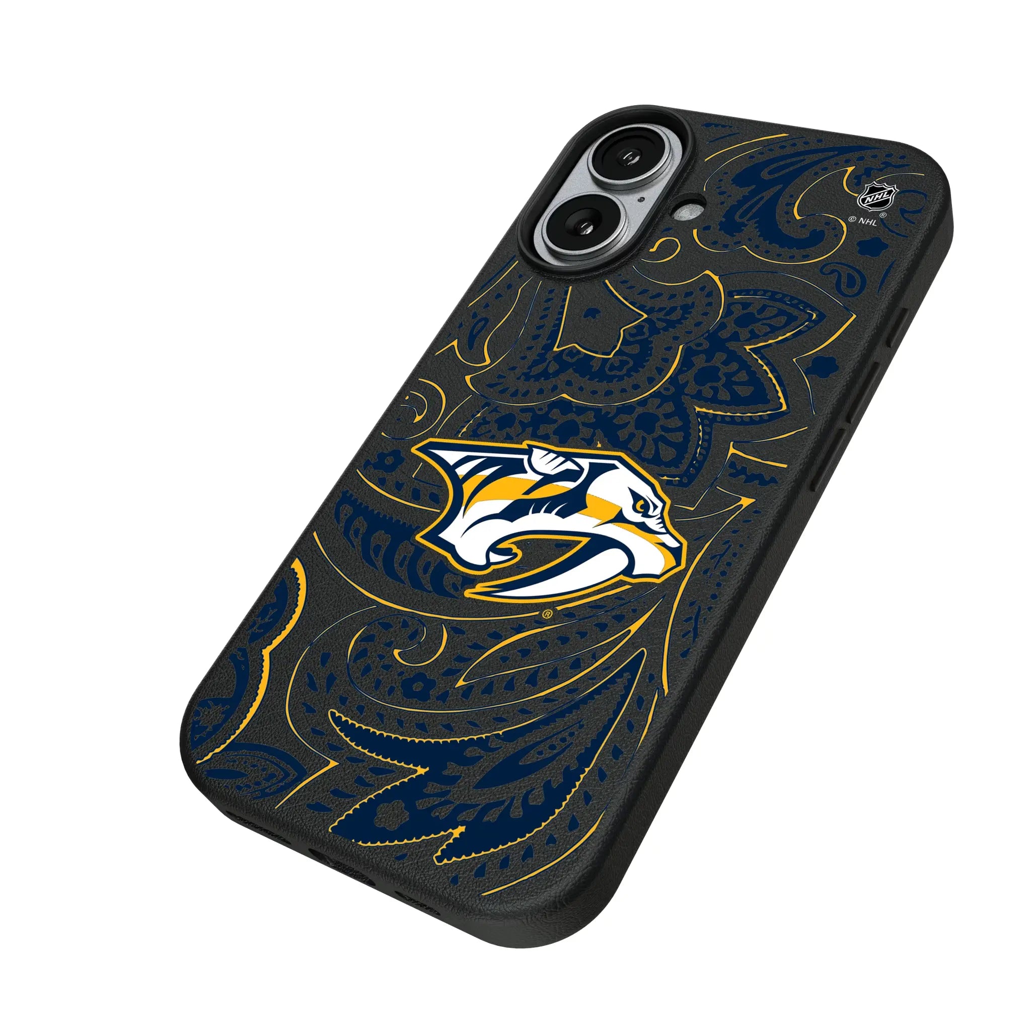 Nashville Predators Paisley iPhone MagSafe Compatible Phone Case for Apple iPhone - Isometric View#Device_iPhone 17