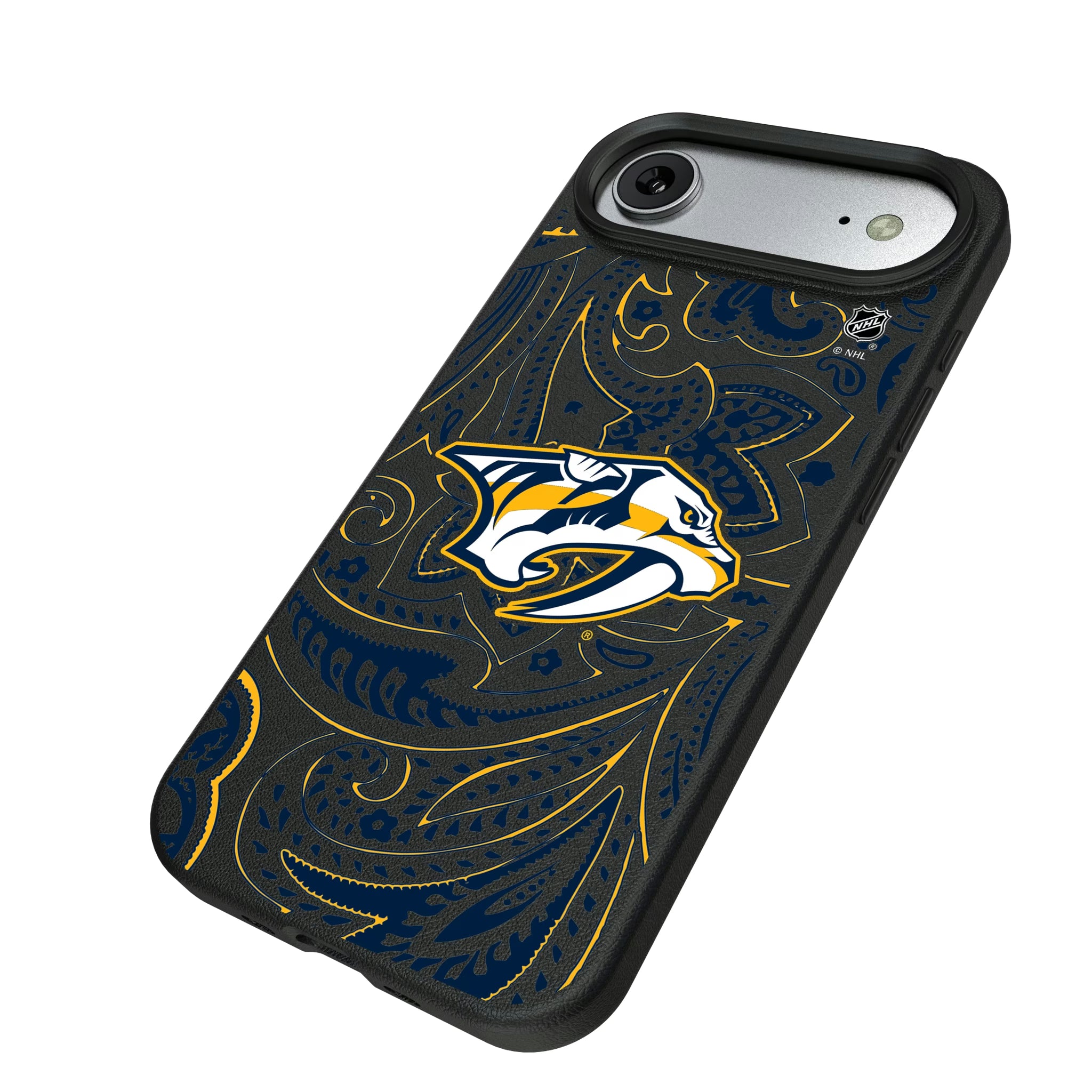 Nashville Predators Paisley iPhone MagSafe Compatible Phone Case for Apple iPhone - Isometric View#Device_iPhone Air