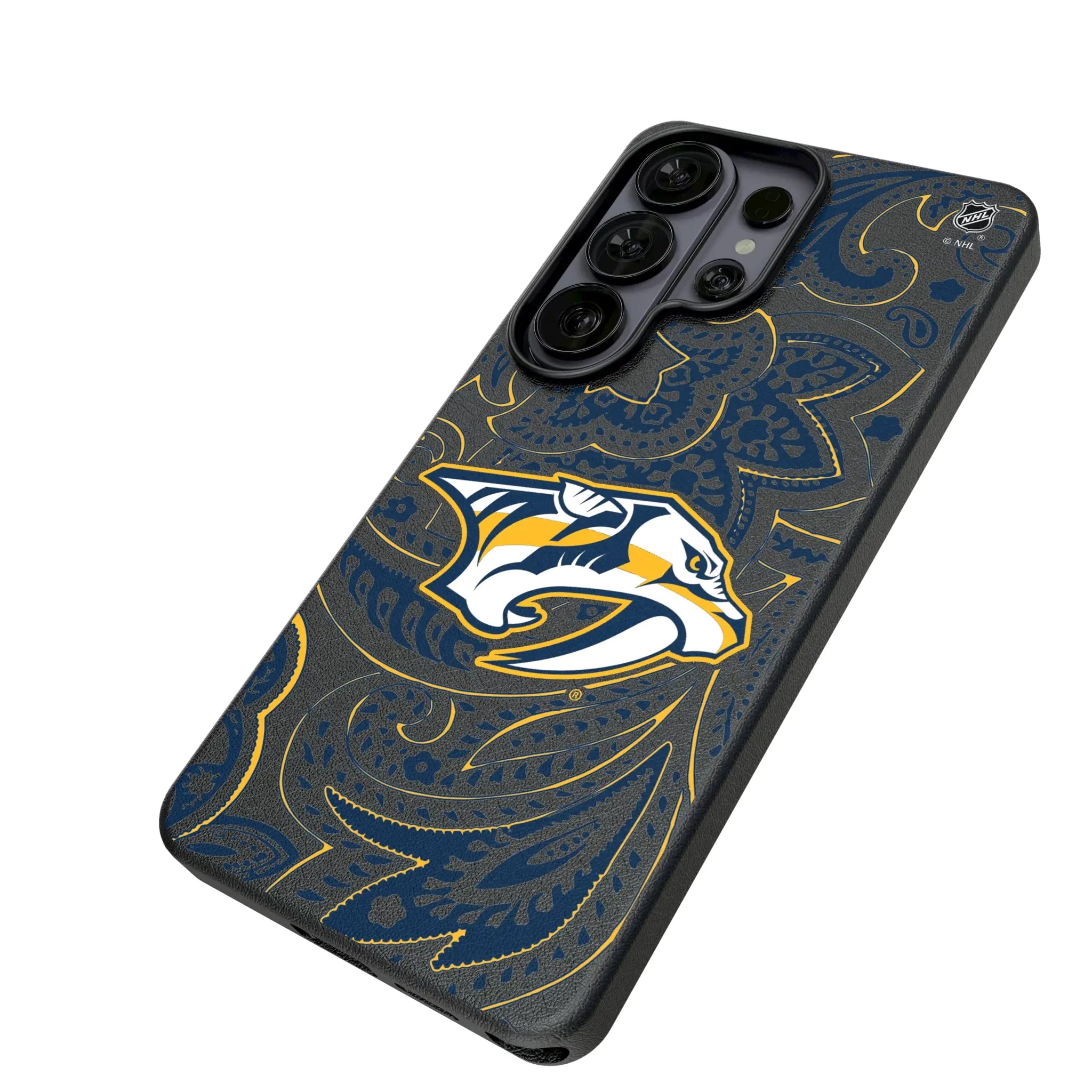 Nashville Predators Paisley Galaxy MagSafe Compatible Phone Case for Samsung Galaxy - Isometric View#Device_Galaxy S26 Ultra