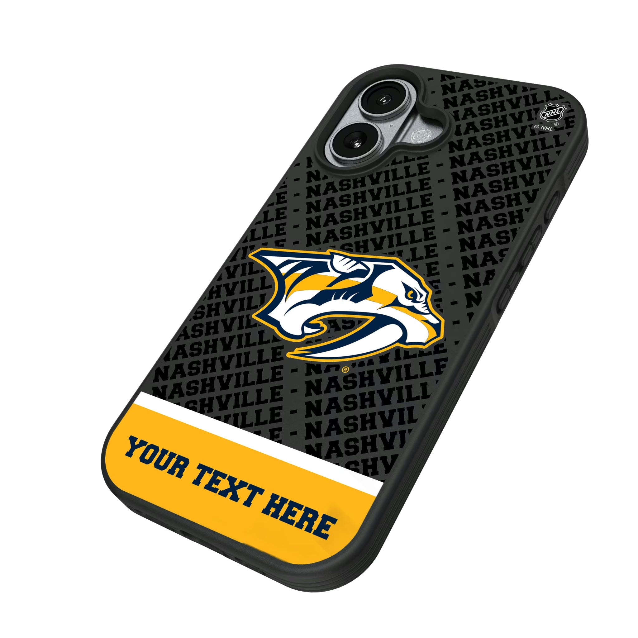 Nashville Predators Personalized EndZone Plus iPhone Bump Phone Case for Apple iPhone - Isometric View#Device_iPhone 17