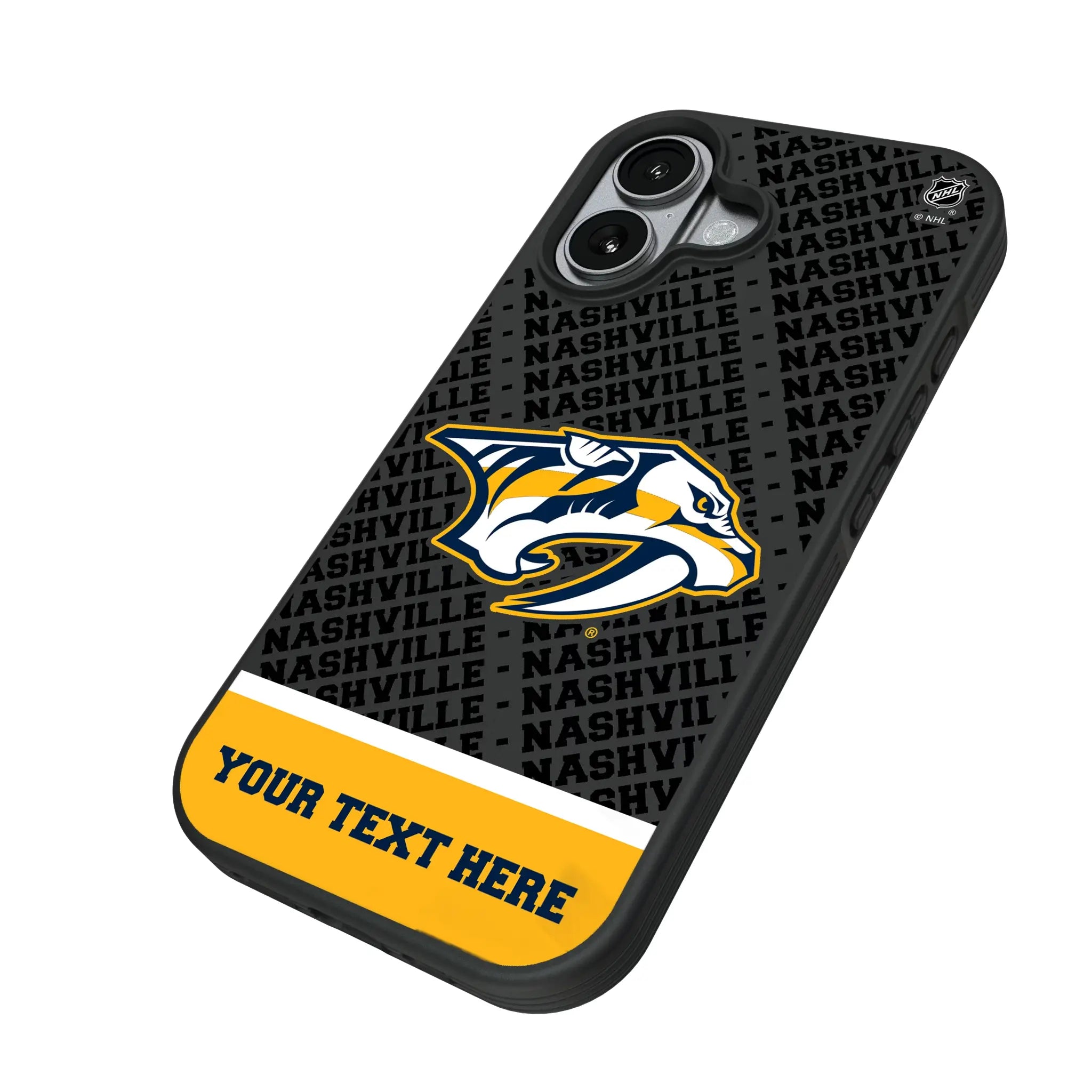 Nashville Predators Personalized EndZone Plus iPhone Bump Phone Case for Apple iPhone - Isometric View#Device_iPhone 17