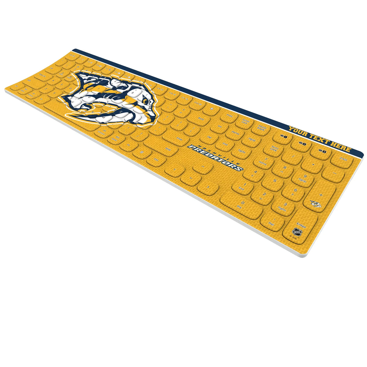 Nashville Predators Personalized Endzone Solid KKB605 Curved Wireless Keyboard - Isometric View