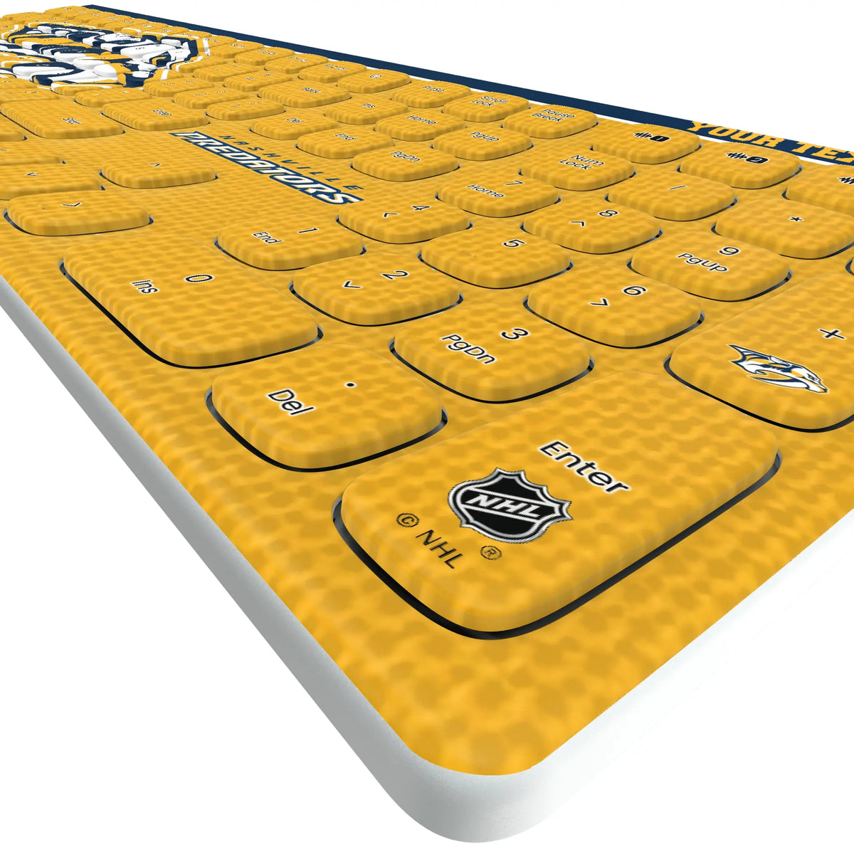 Nashville Predators Personalized Endzone Solid KKB605 Curved Wireless Keyboard - Detail