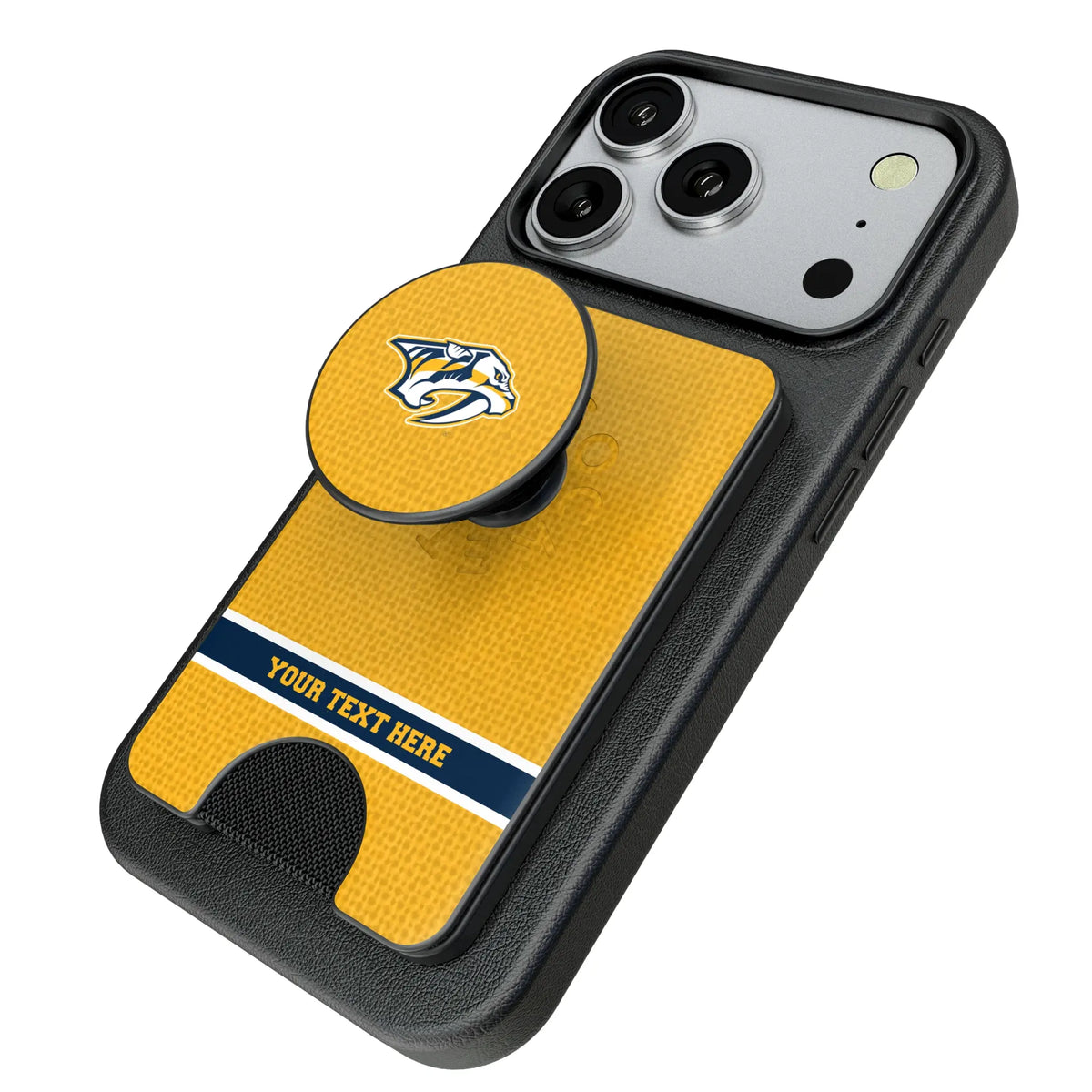 Nashville Predators Personalized Endzone Solid Popsockets Wallet Magnetic - Isometric View