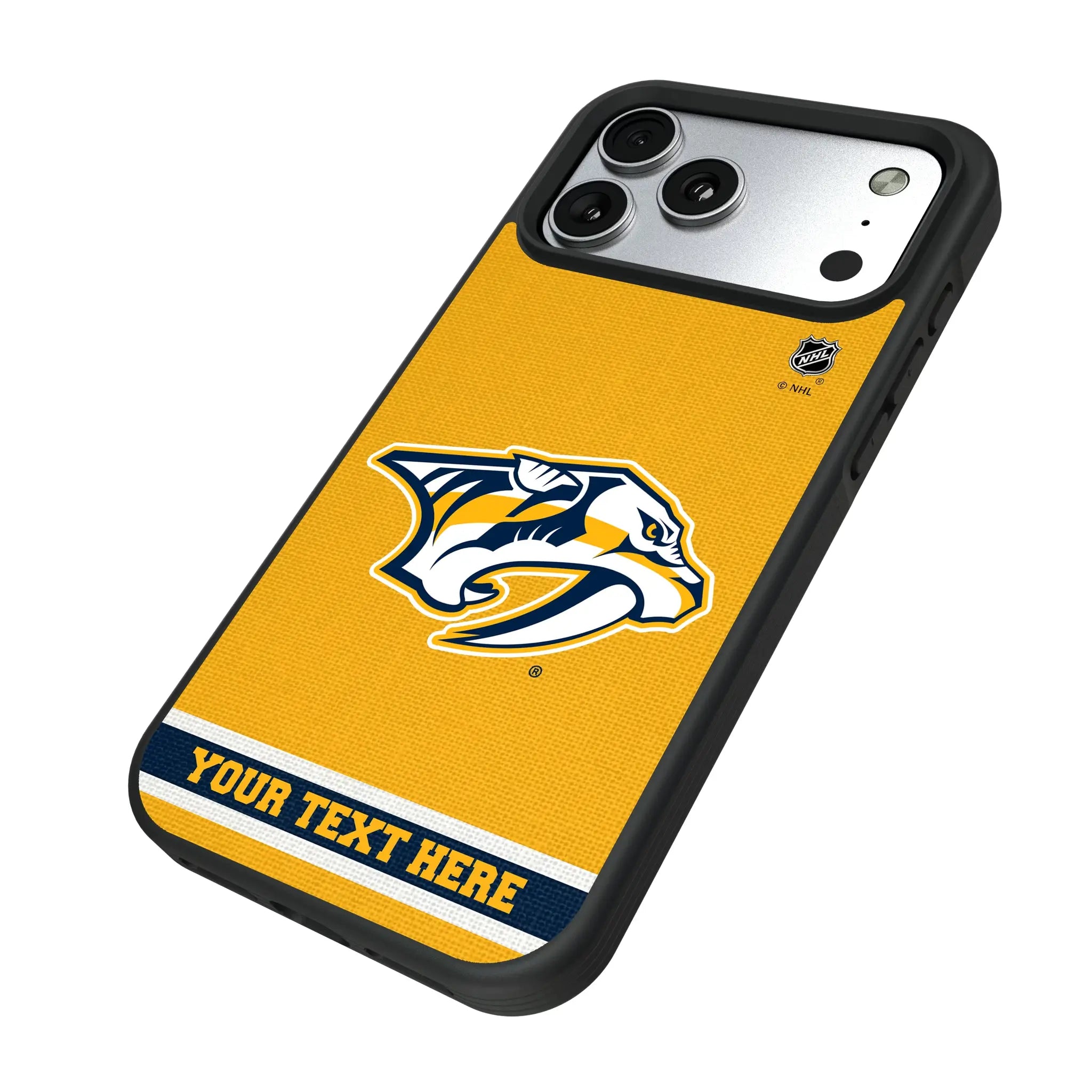 Nashville Predators Personalized Stripe iPhone Bump Phone Case for Apple iPhone - Isometric View#Device_iPhone 17 Pro Max