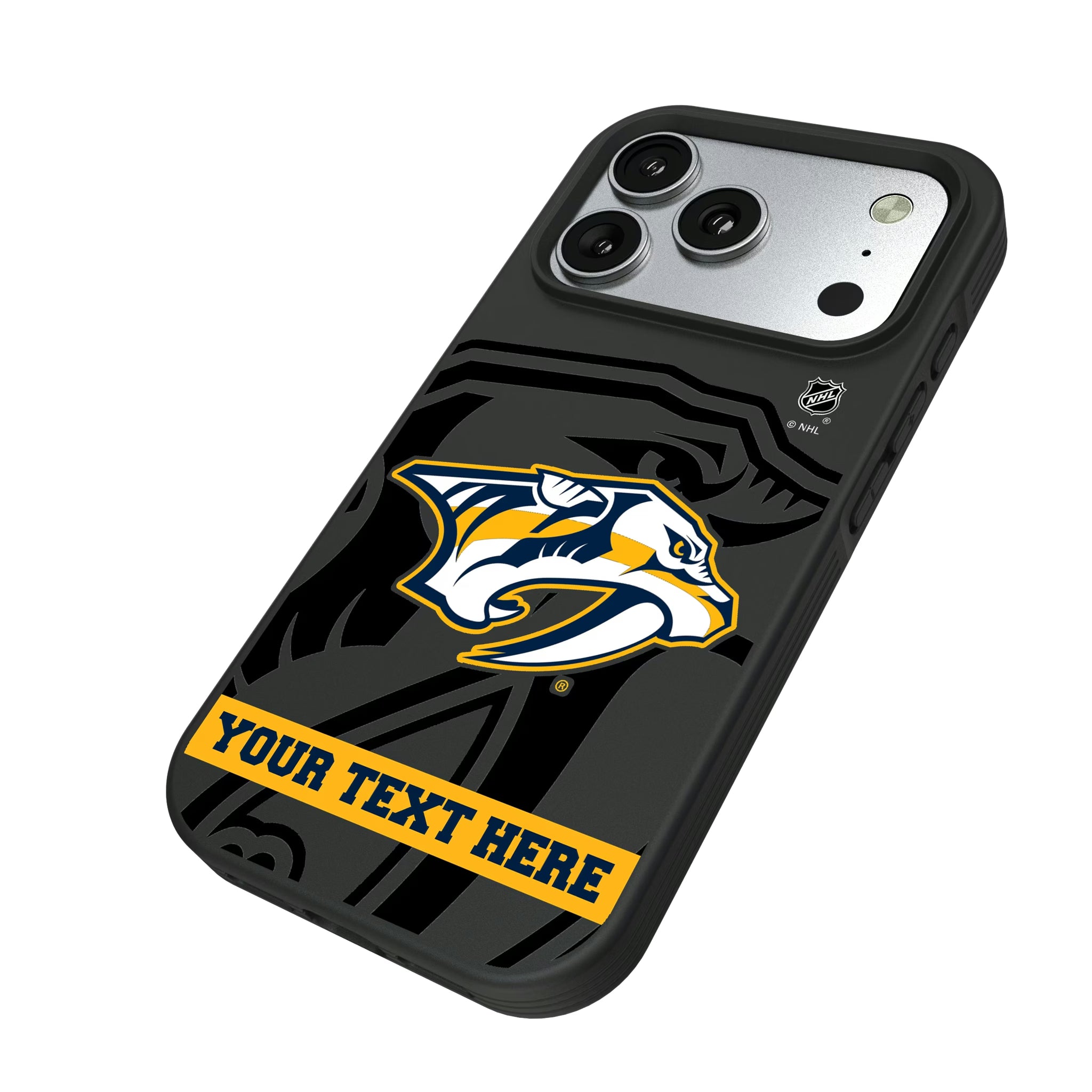 Nashville Predators Personalized Tilt iPhone Bump Phone Case for Apple iPhone - Isometric View#Device_iPhone 17 Pro