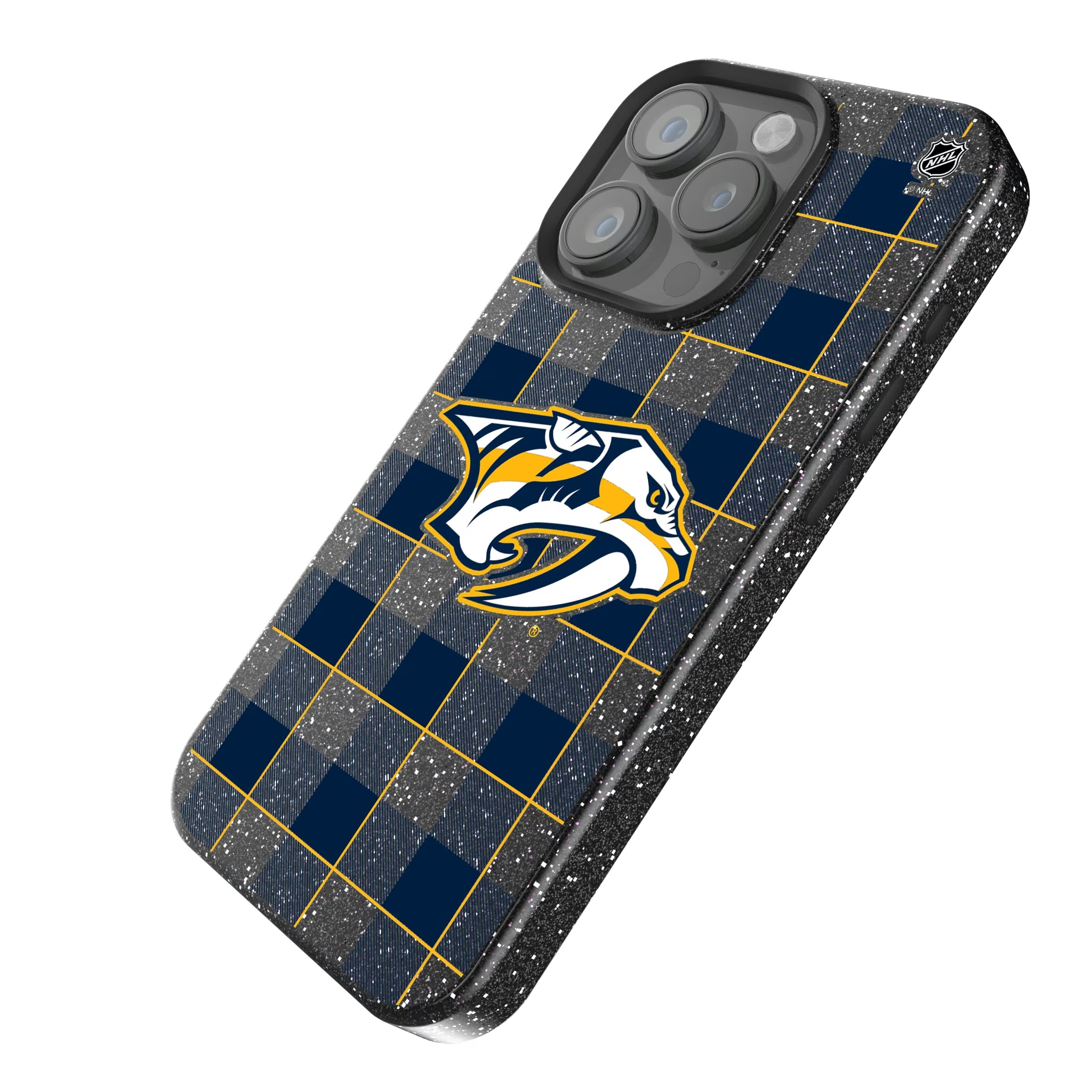 Nashville Predators Plaid iPhone Bling Phone Case for Apple iPhone - Isometric View