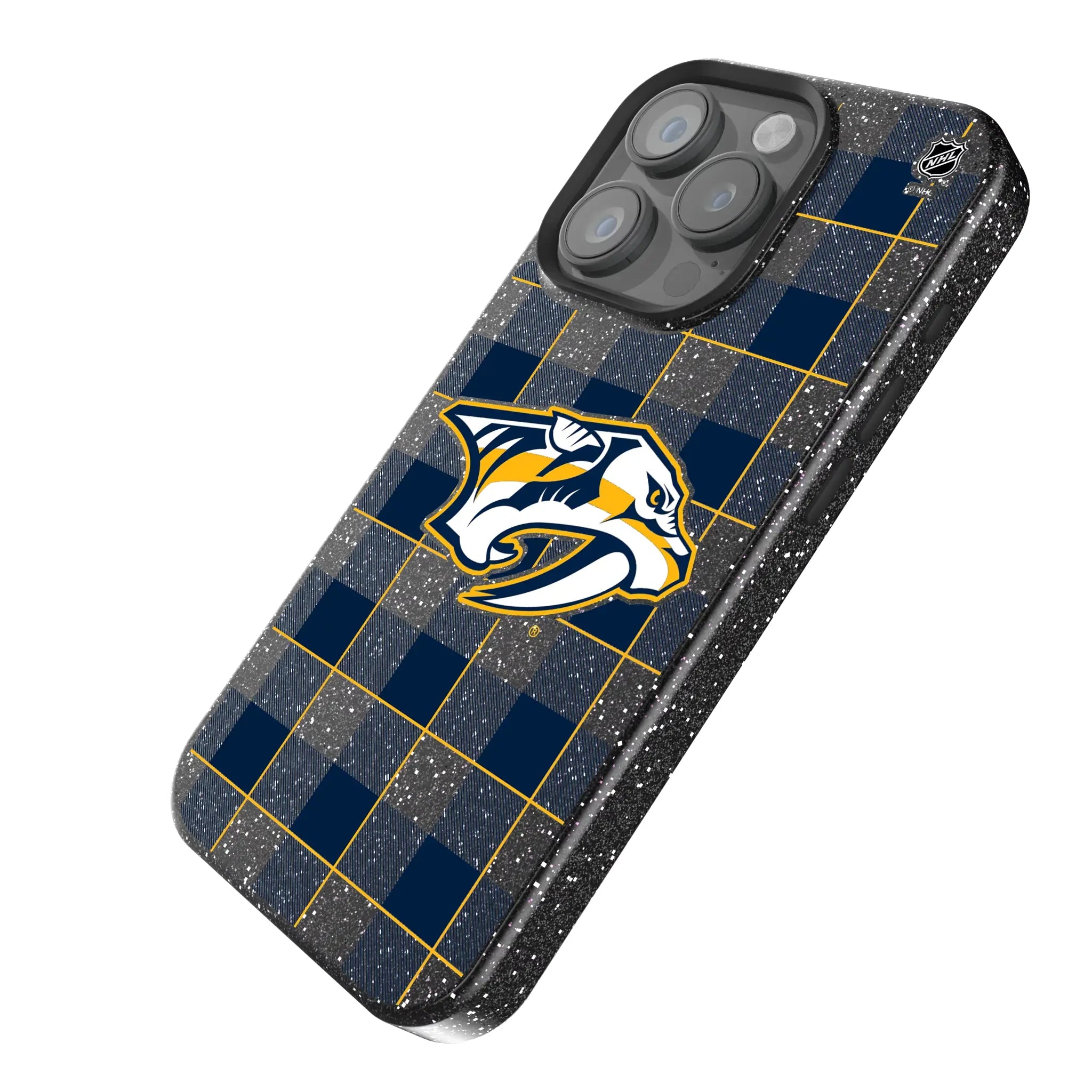 Nashville Predators Plaid iPhone Bling Phone Case for Apple iPhone - Isometric View