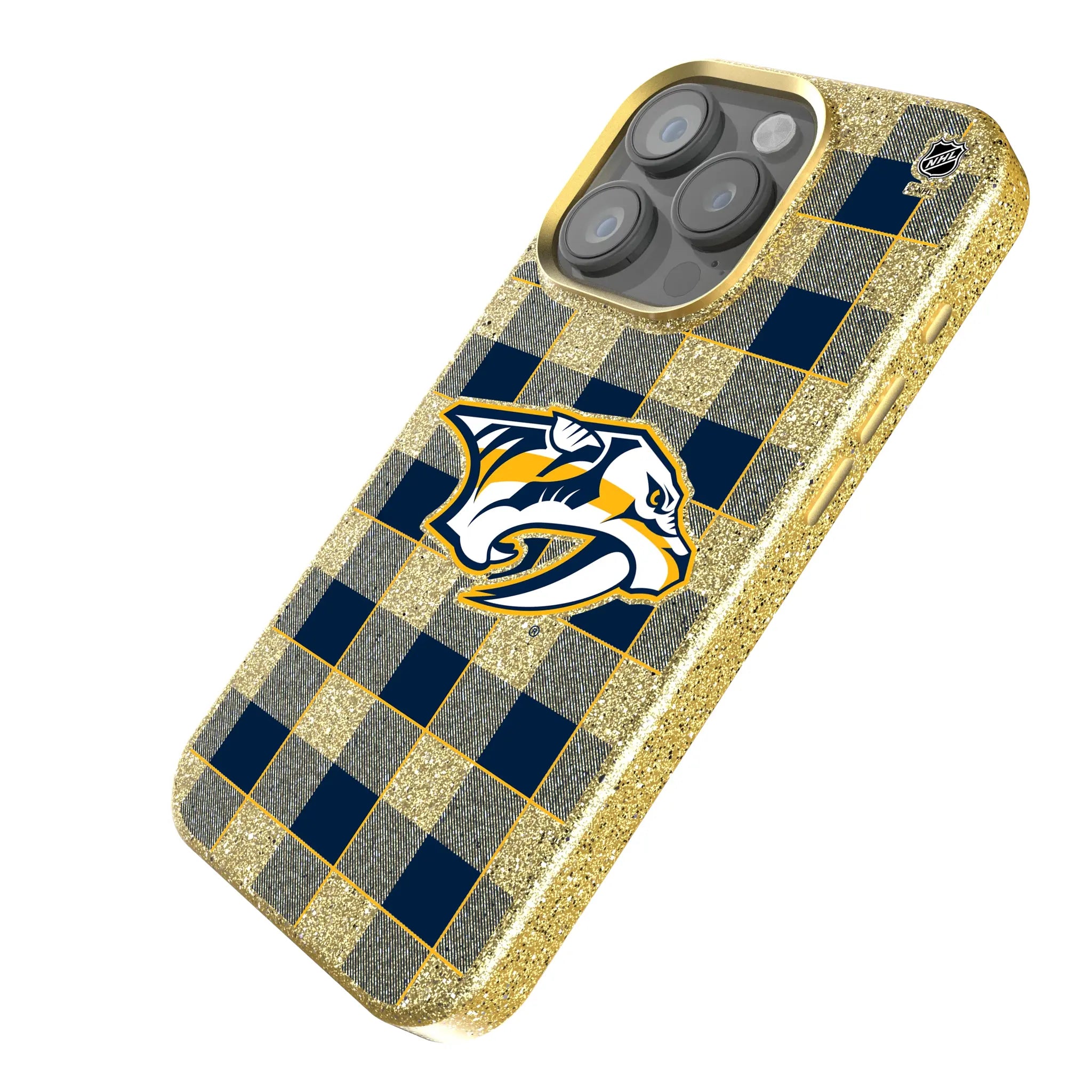 Nashville Predators Plaid iPhone Bling Phone Case for Apple iPhone - Isometric View