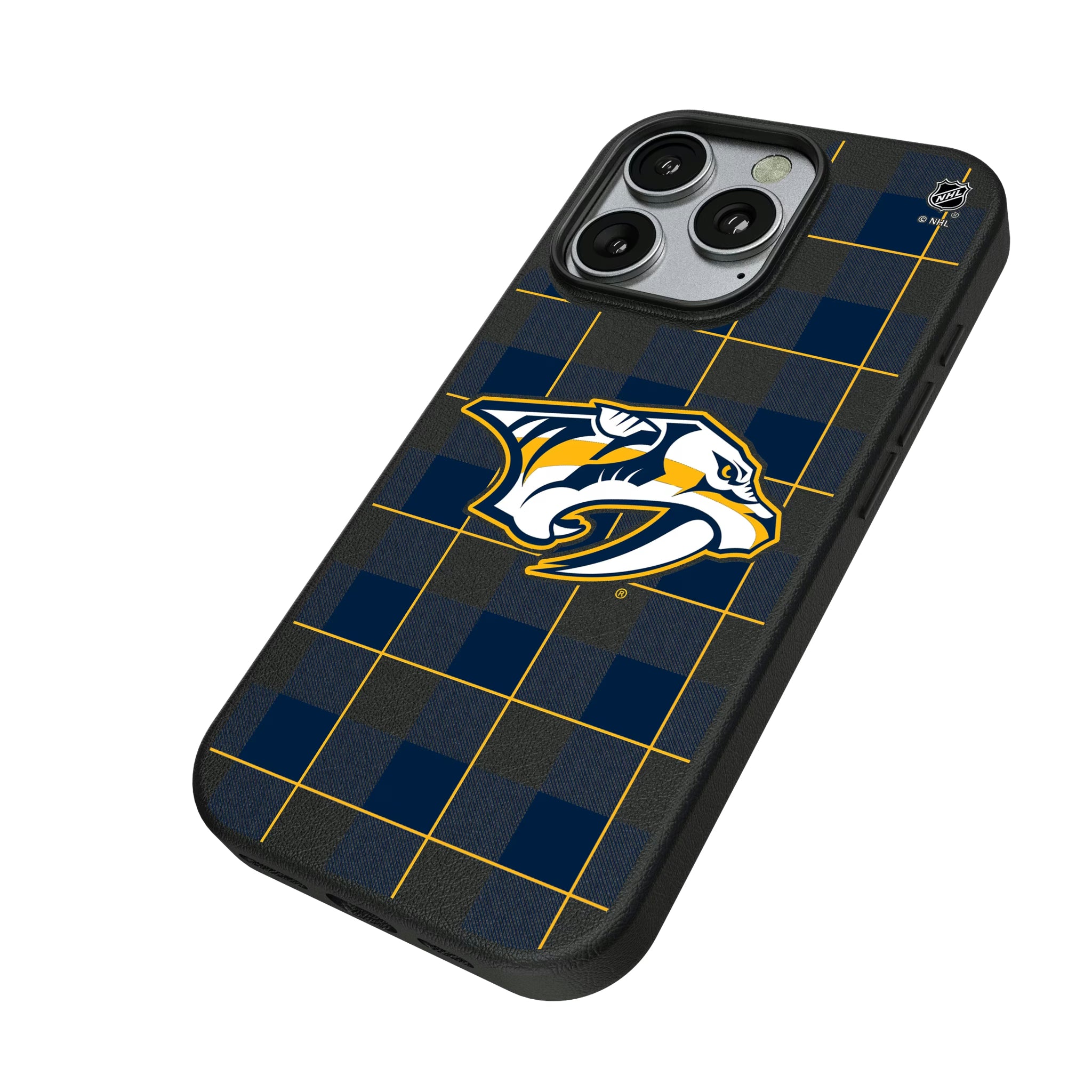 Nashville Predators Plaid iPhone MagSafe Compatible Phone Case for Apple iPhone - Isometric View