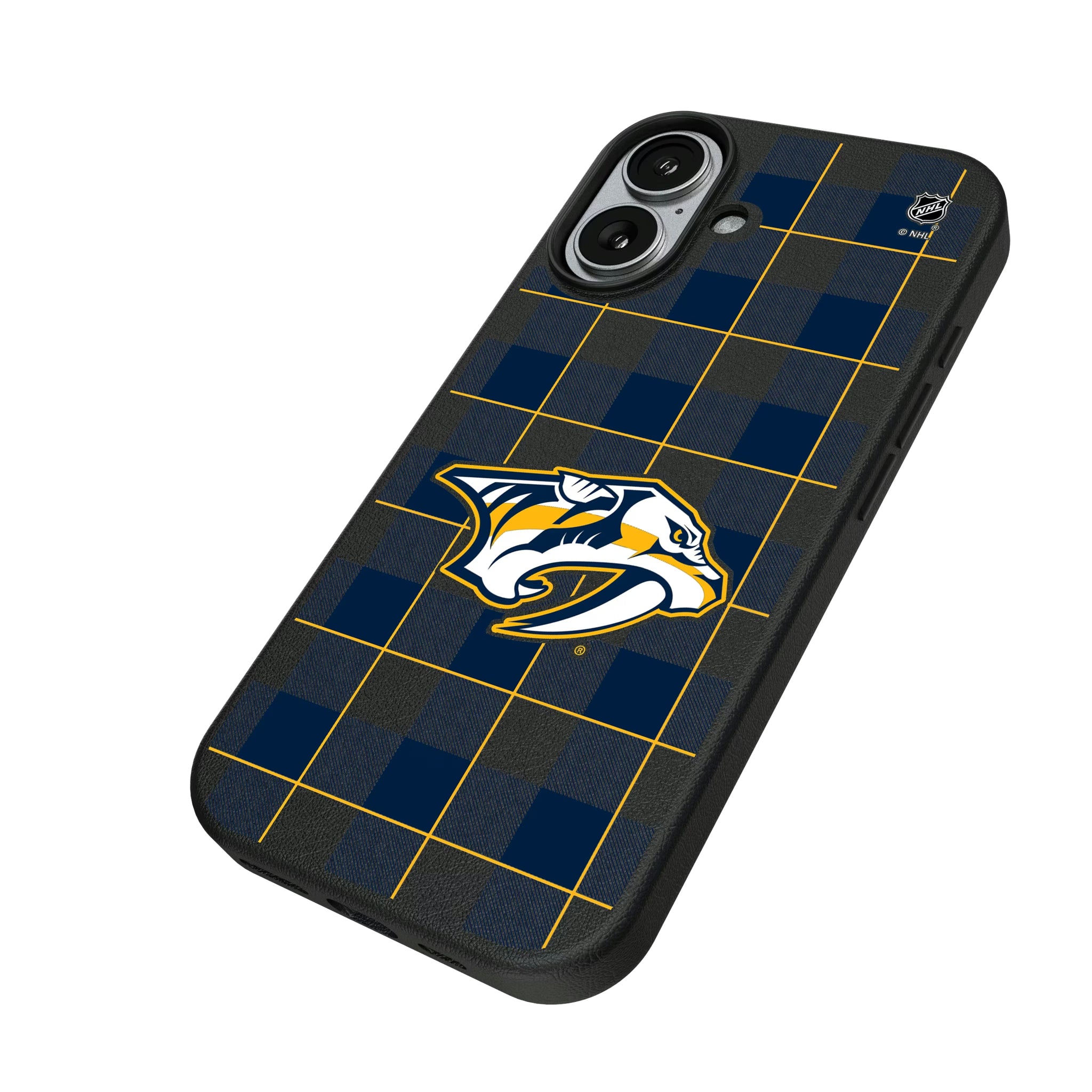 Nashville Predators Plaid iPhone MagSafe Compatible Phone Case for Apple iPhone - Isometric View#Device_iPhone 17