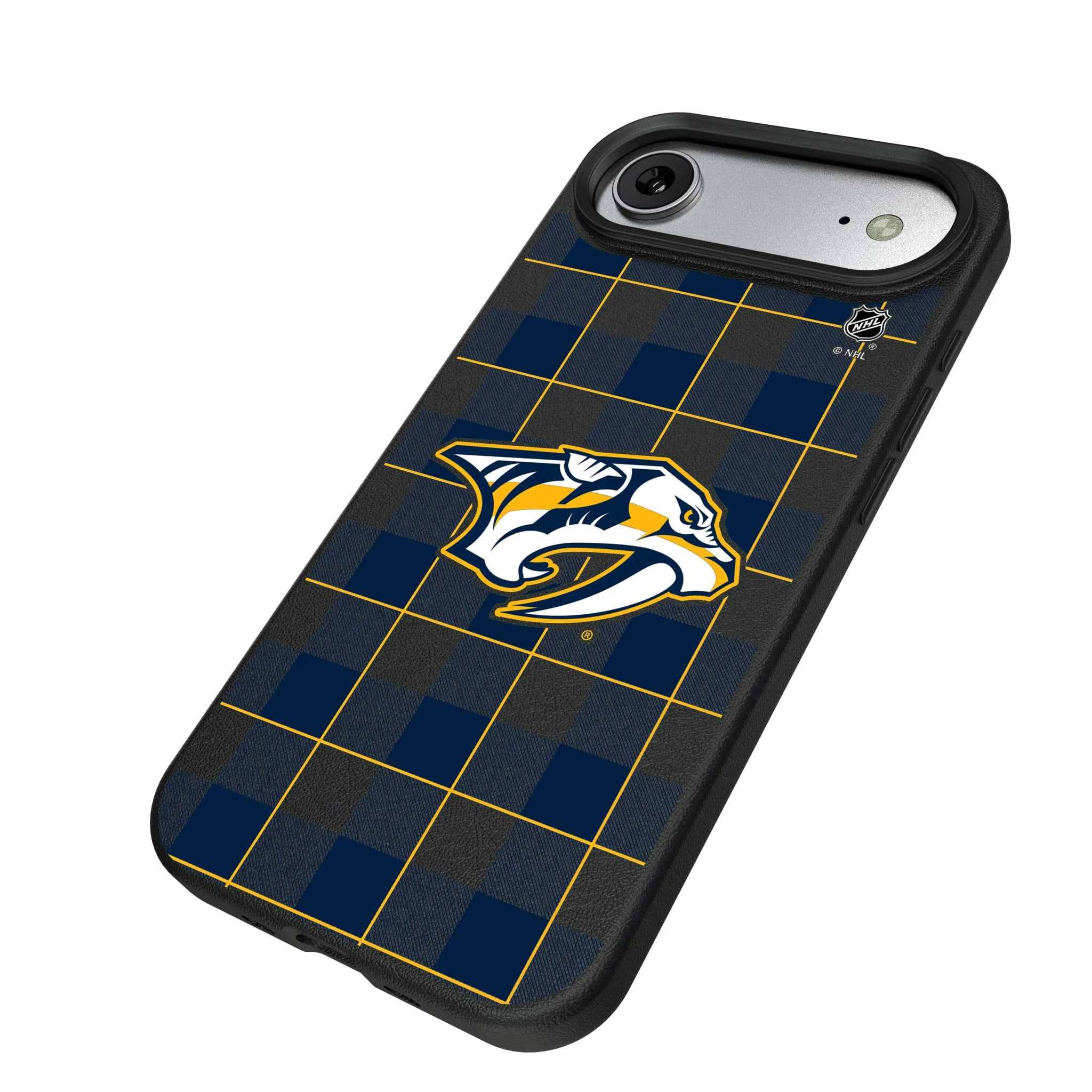 Nashville Predators Plaid iPhone MagSafe Compatible Phone Case for Apple iPhone - Isometric View#Device_iPhone Air