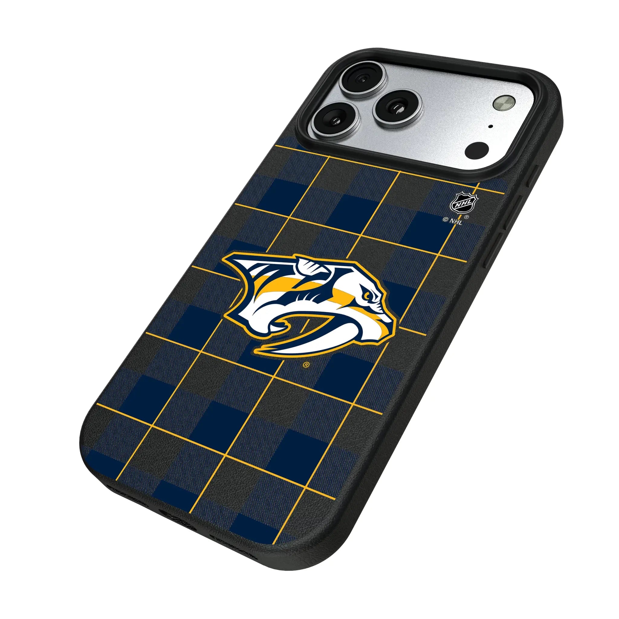Nashville Predators Plaid iPhone MagSafe Compatible Phone Case for Apple iPhone - Isometric View#Device_iPhone 17 Pro Max